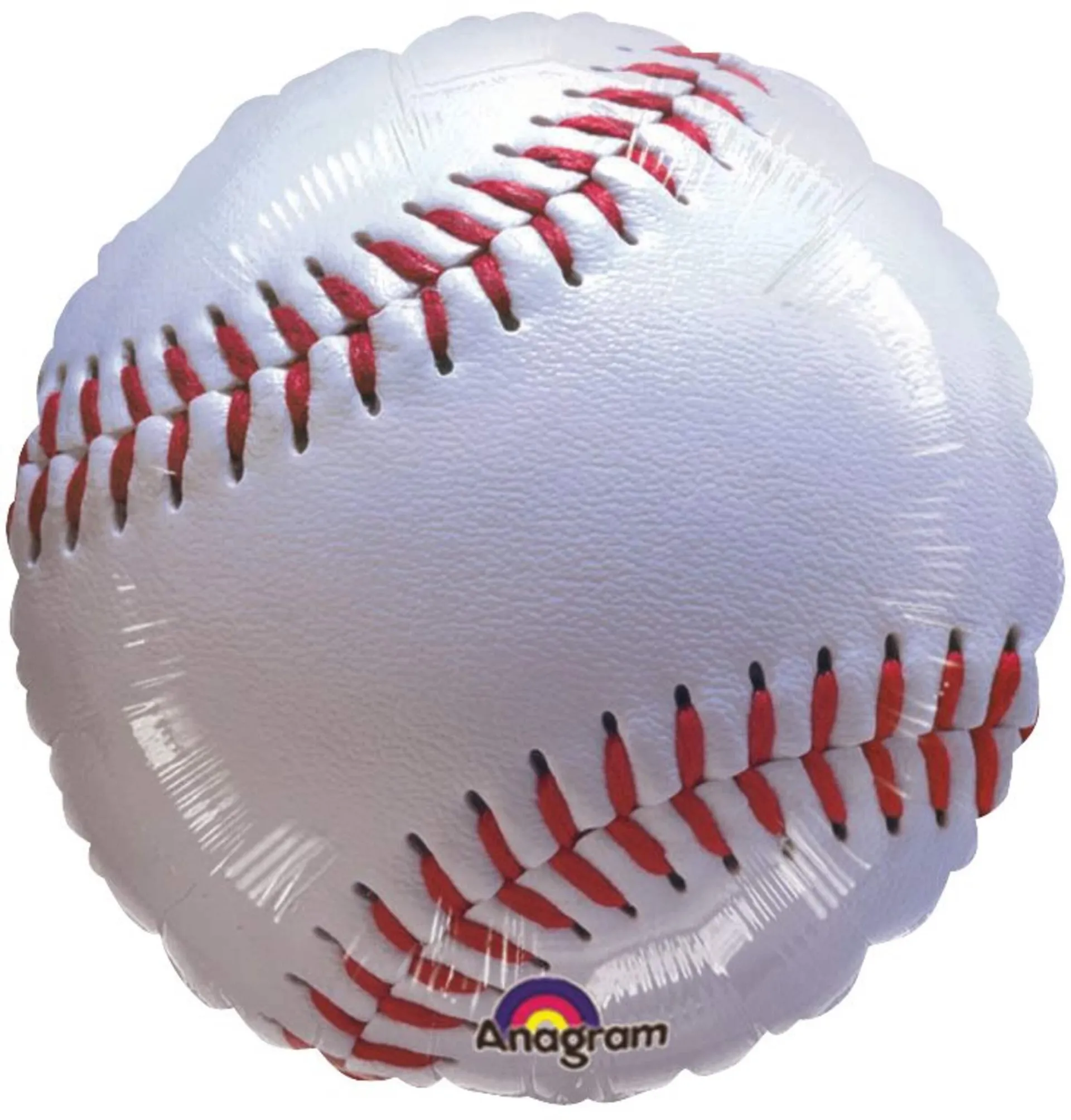 Baseball Satin Foil Balloon, White/Red, 17-in, Helium Inflation & Ribbon Included for Sports Party