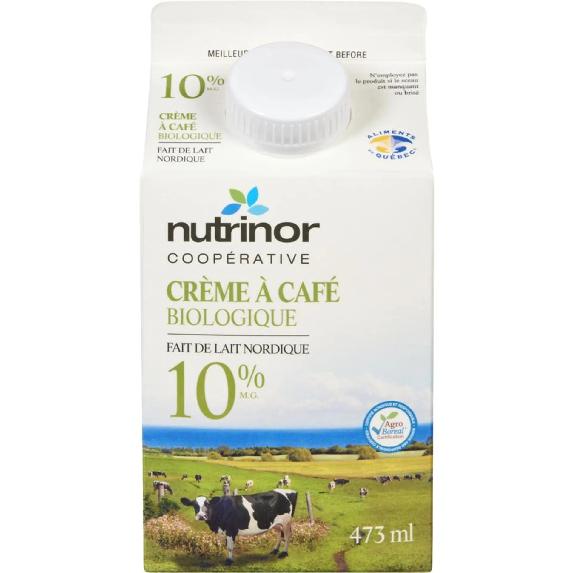 Crème biologique faite de lait nordique, 10 % M. G.