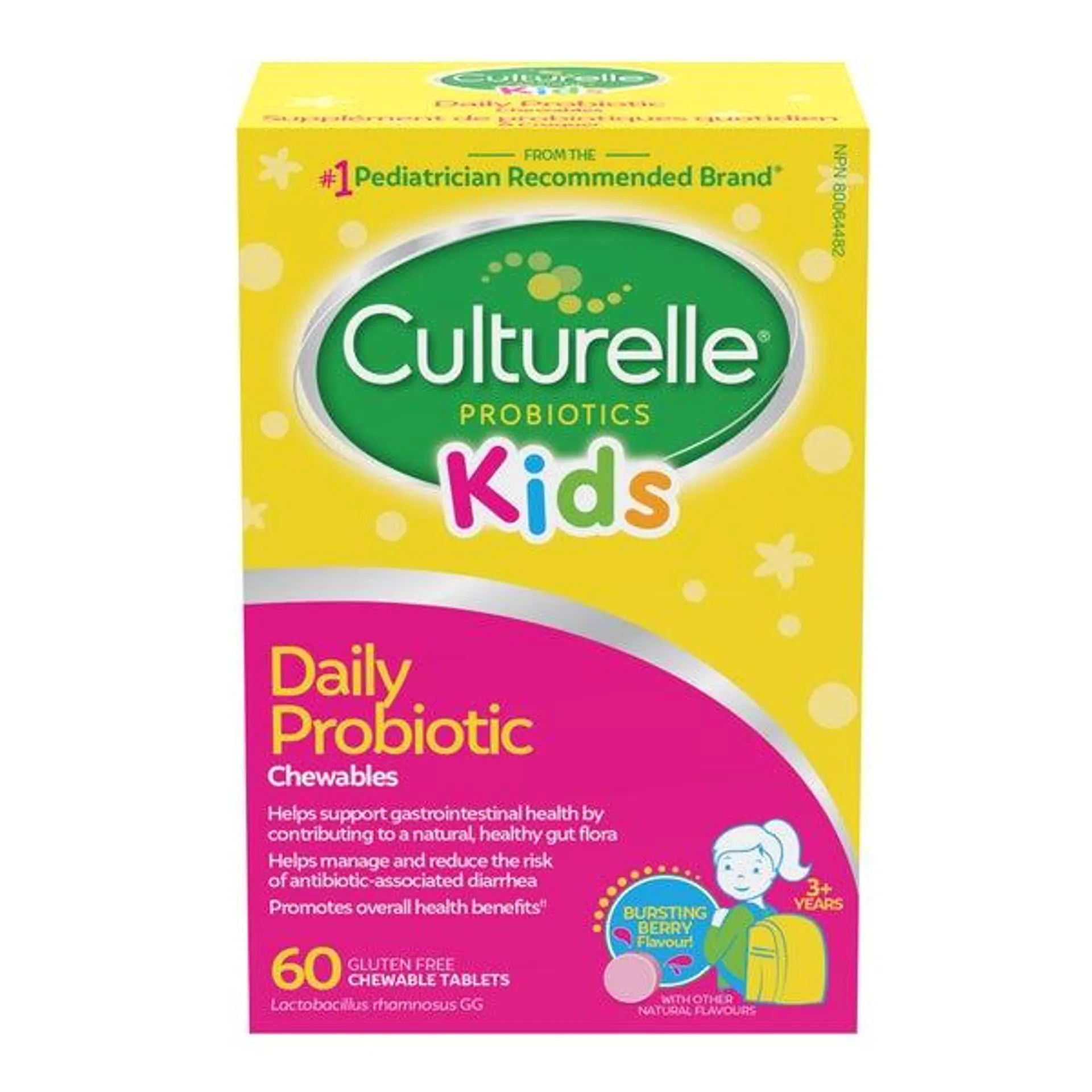 Culturelle Kids Daily Probiotic 5 Billion, 60 Chewable Tablets