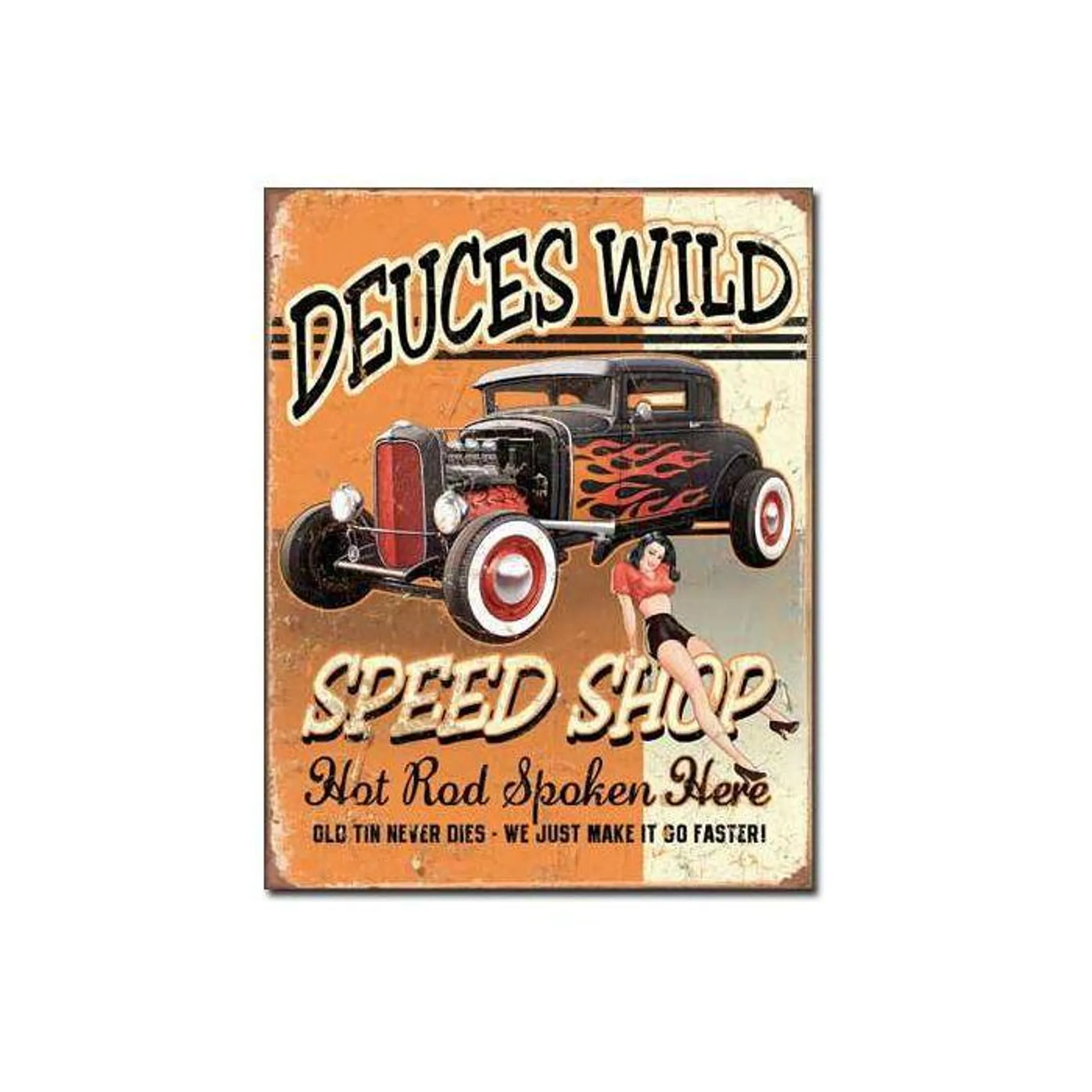 Deuces Wild Speed Shop Tin Sign