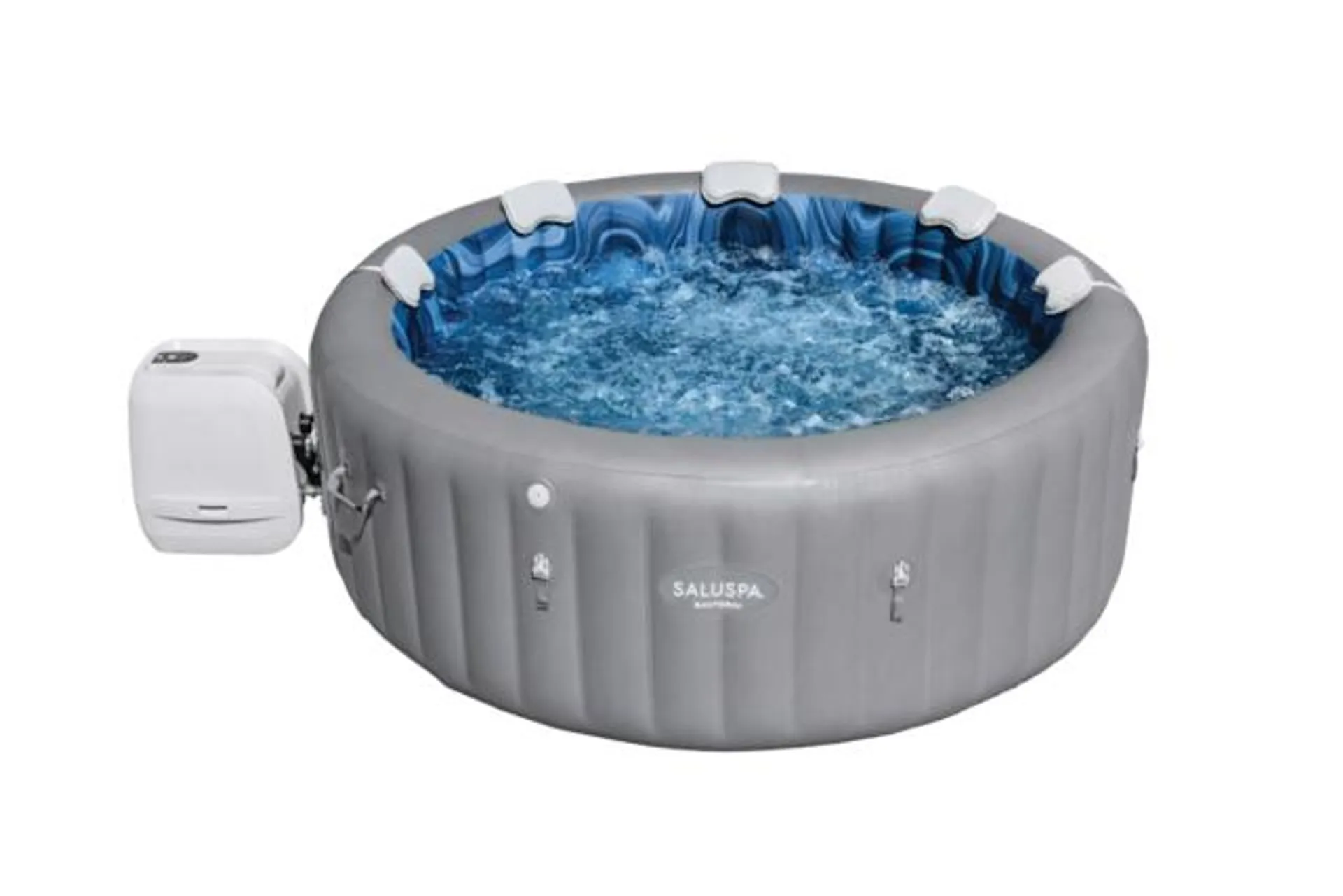 SaluSpa™ Santorini Round Inflatable Hot Tub Spa with 180 Jets, 85 x 31-in, 5-7 Adults