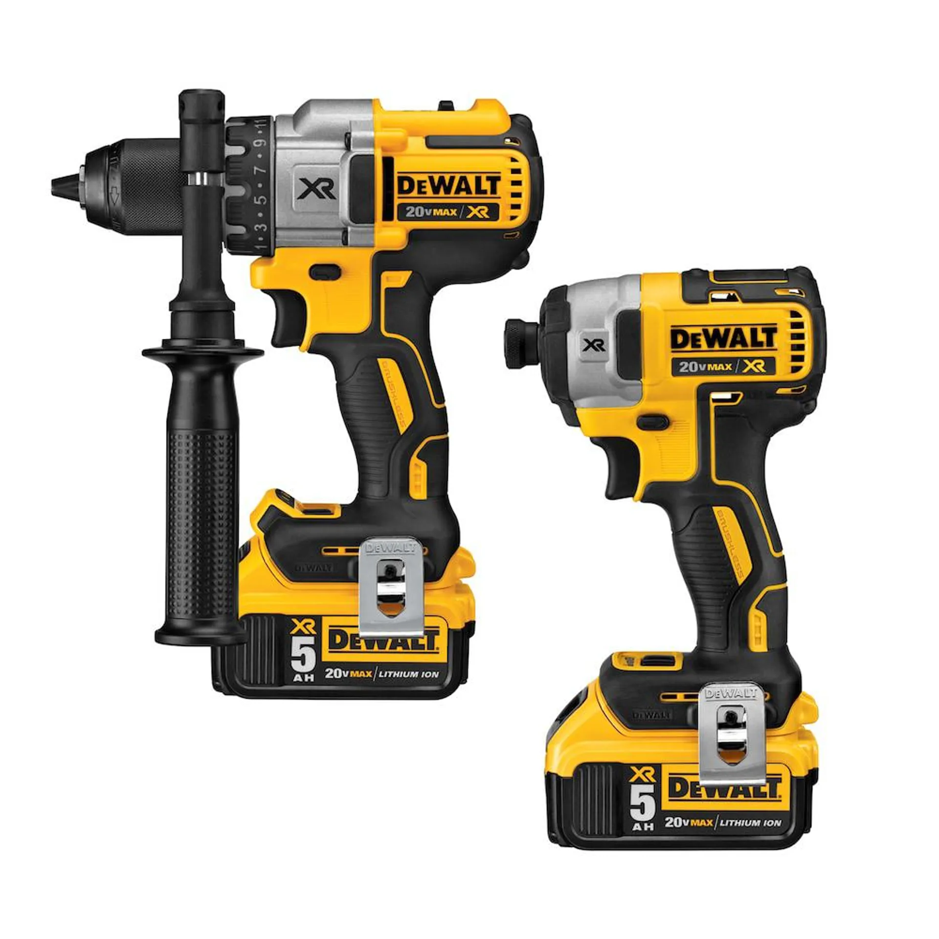 20V MAX XR Lithium-Ion Cordless Brushless Hammerdrill & Impact Driver Combo Kit (2-Tool) with (2) 5Ah Batteries, Charger and Case