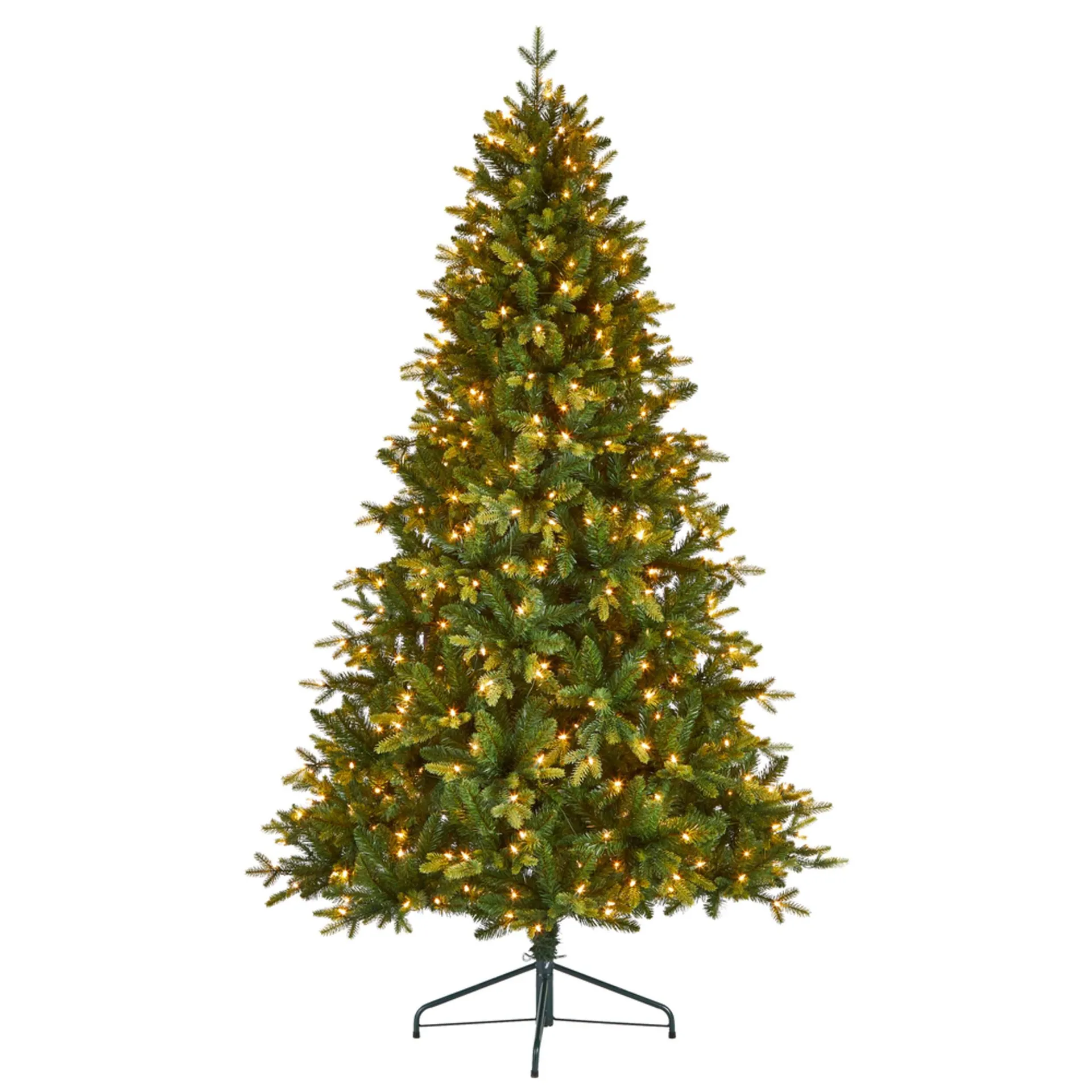 NOMA Pre-Lit Kensington Christmas Tree with Tree Stand, 450 Incandescent Lights, Green, 7-ft