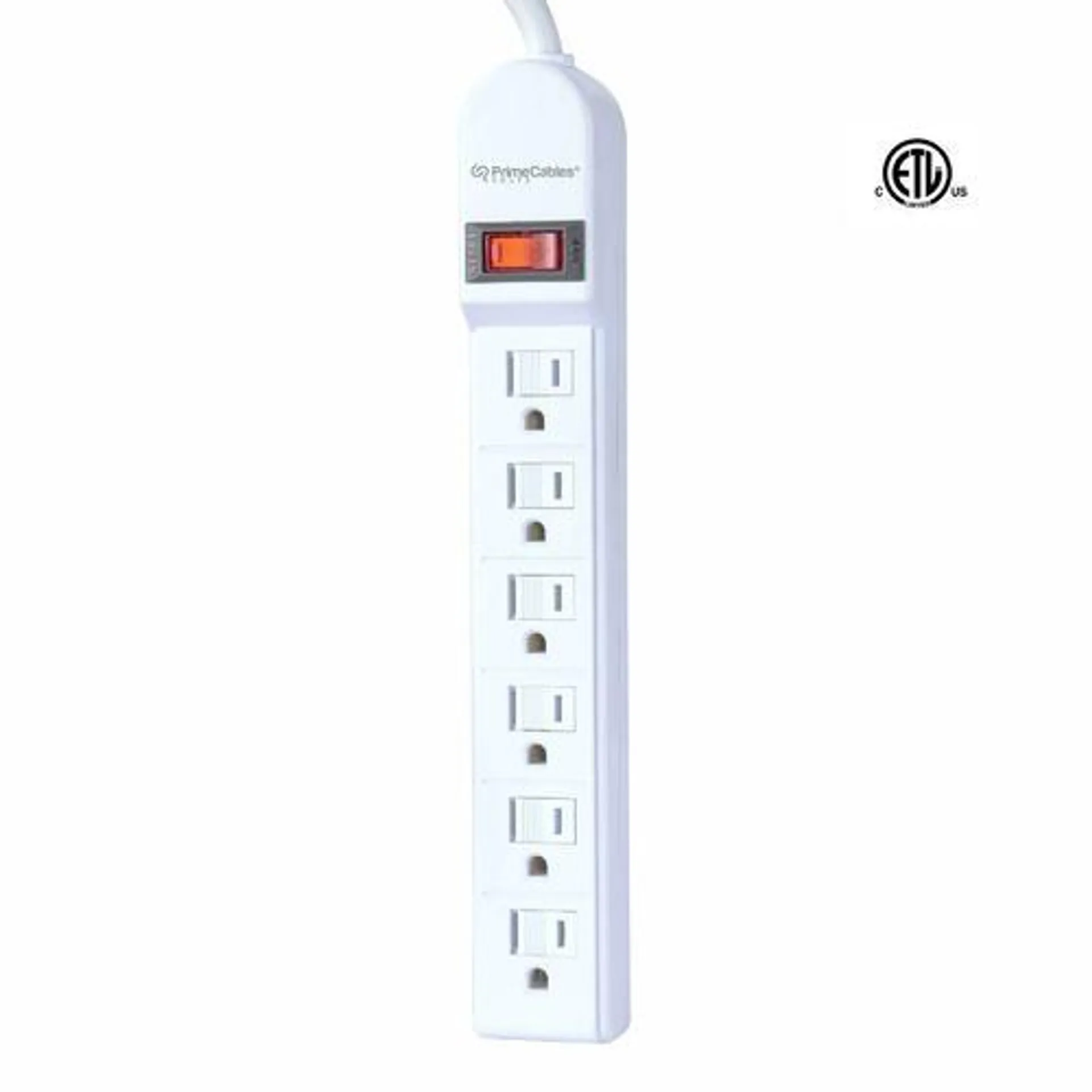 6-Outlet Power Strip with Safe Lock, 3Ft 14AWG Cord, ETL Certificated - PrimeCables®