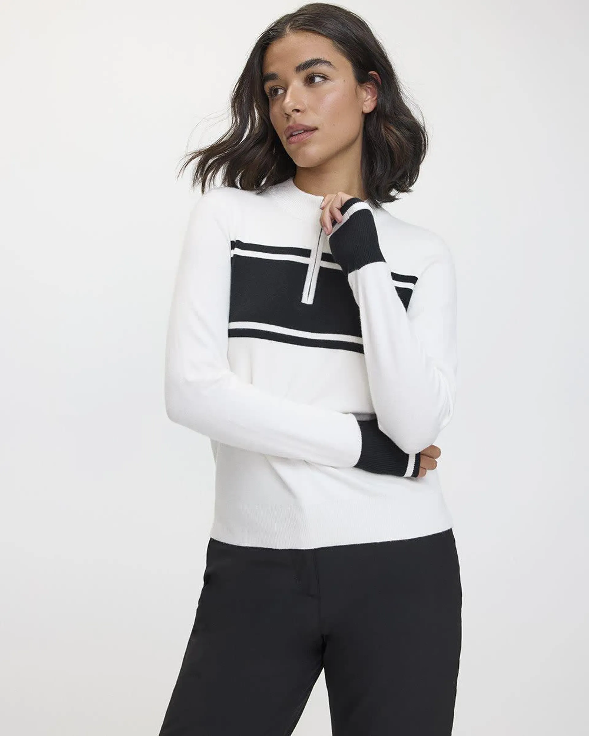 Long-Sleeve Crew-Neck Sweater with Half-Zip - Hyba