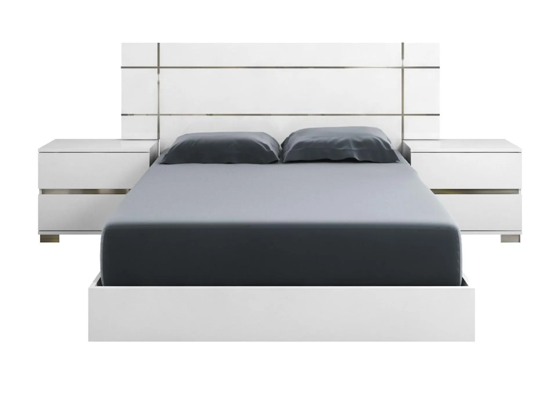 Palermo Queen Wing Bed w/Nightstands - Dream White