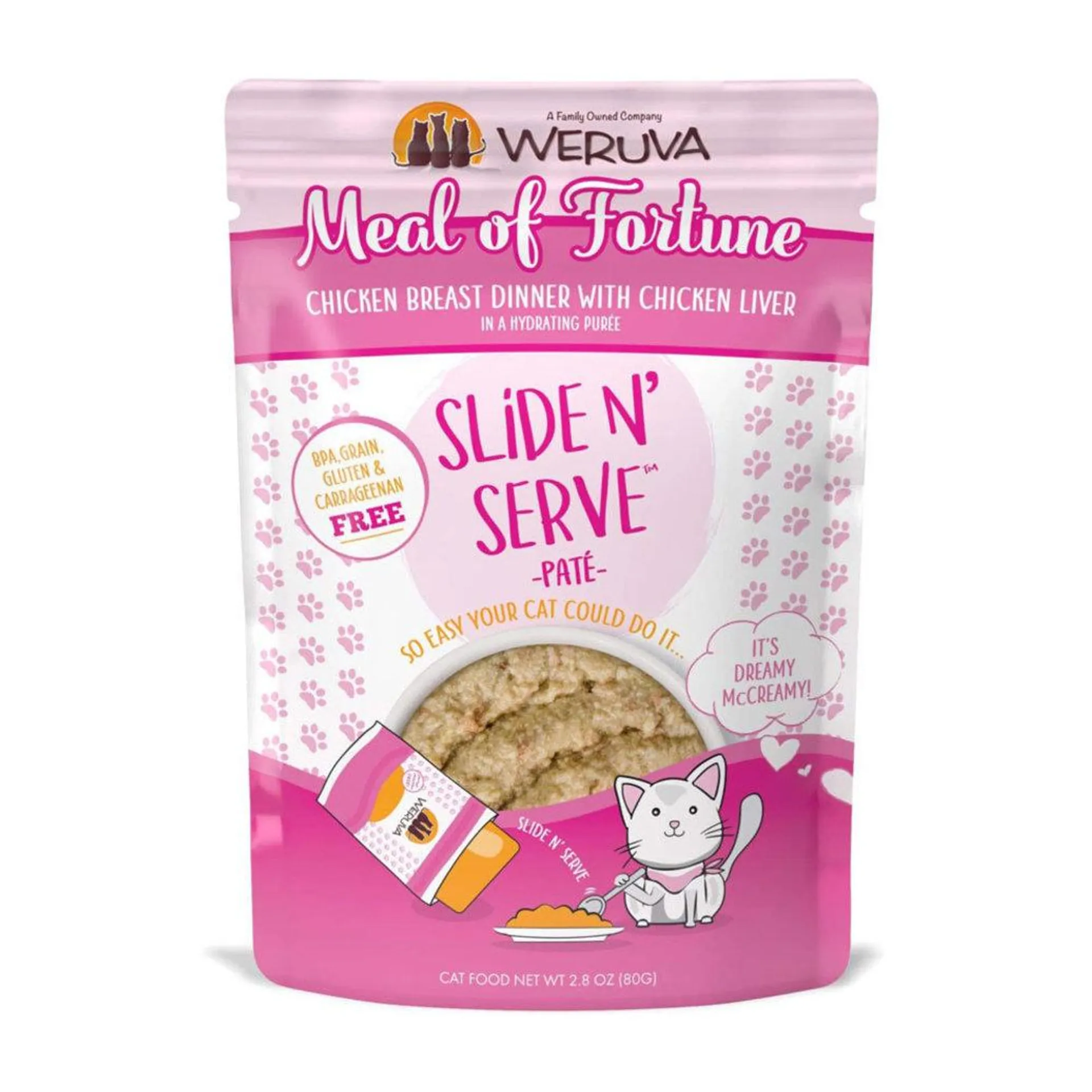 Weruva, Pouch Feline - Meal of Fortune - Chicken Breast & Liver - 80 g - Pate - Wet Cat Food