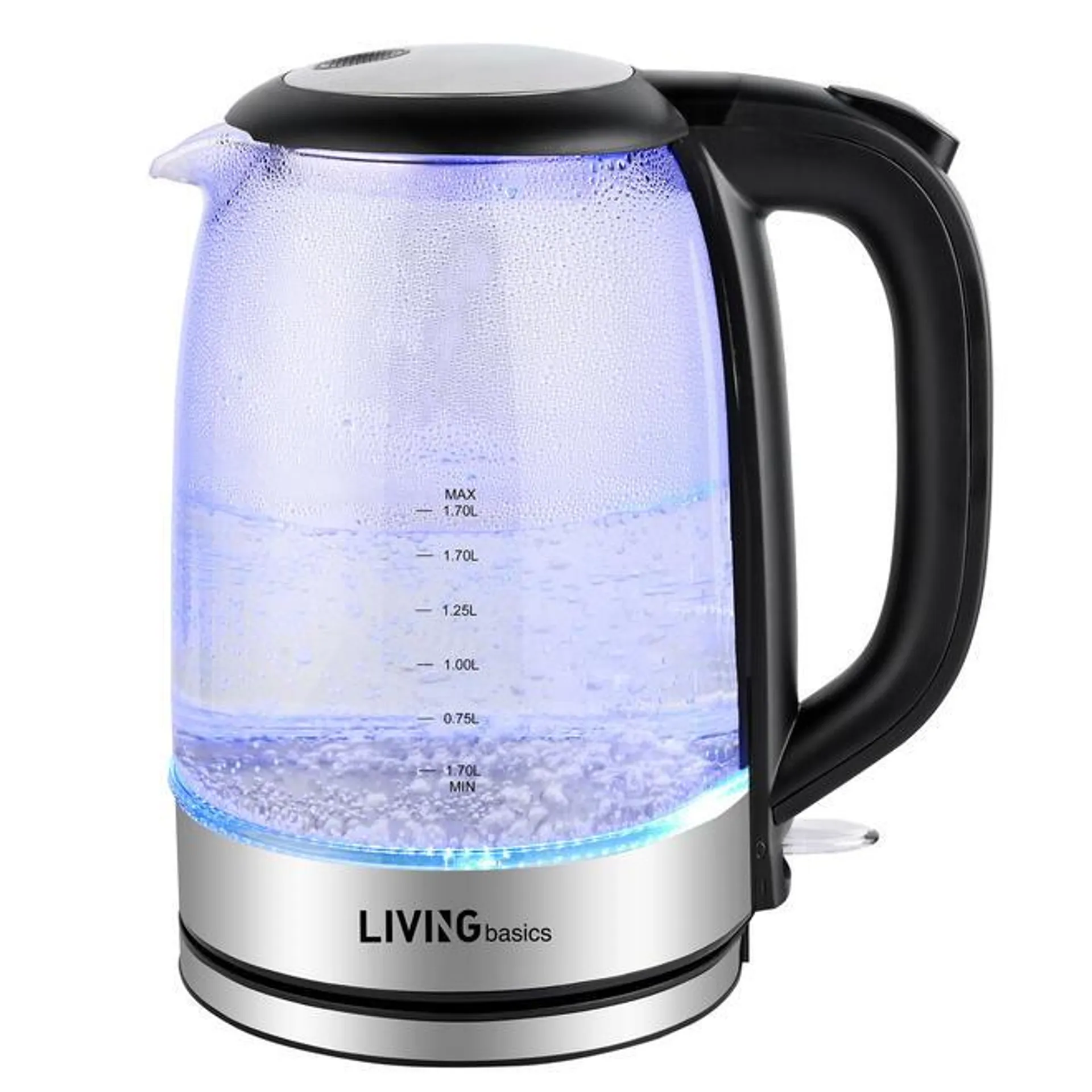 1.7L Cordless Electric Glass Tea Kettle, 1500W, BPA-Free - LIVINGbasics®