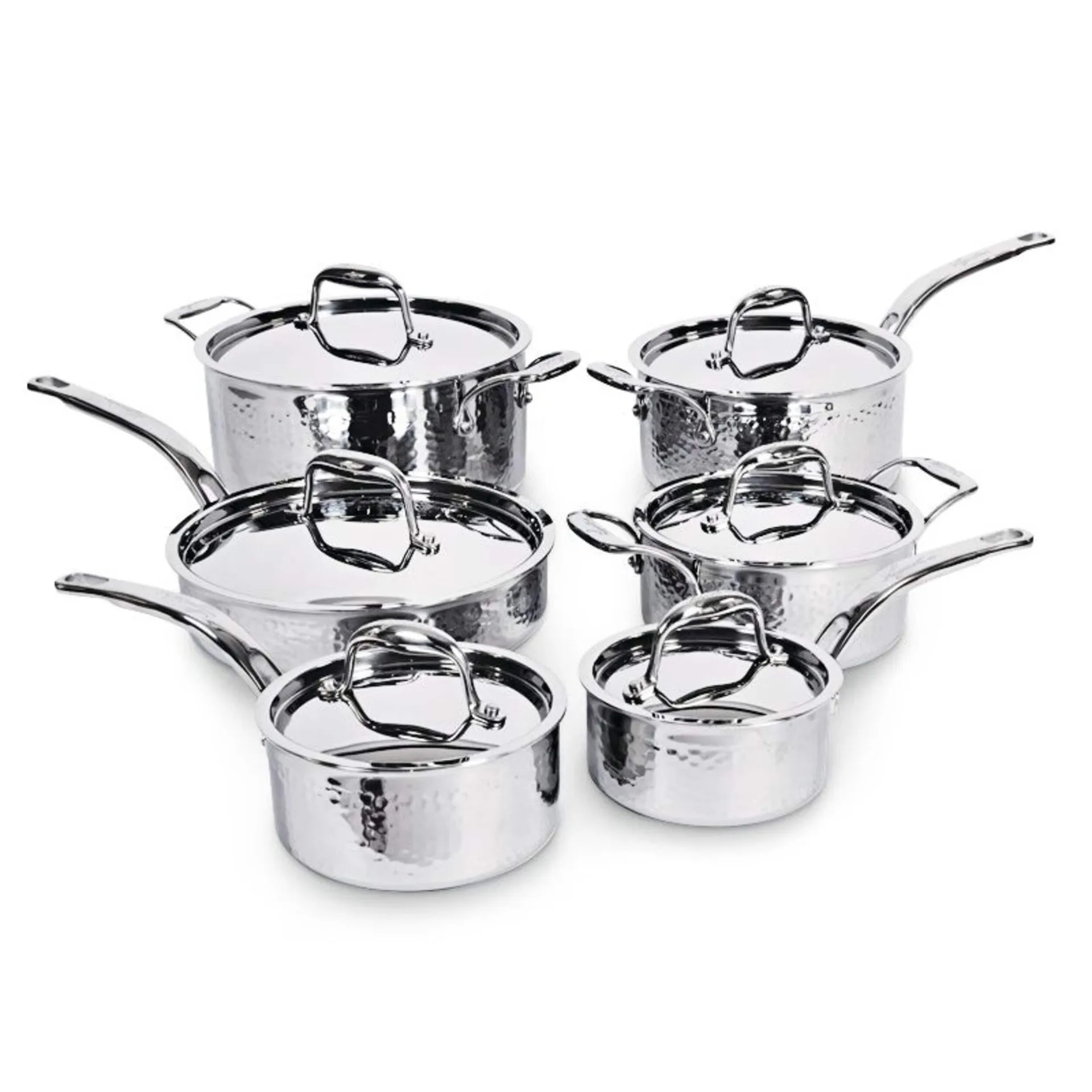 Lagostina Artiste-Clad Hammered Stainless Steel Cookware Set, Oven Safe, 12-pc