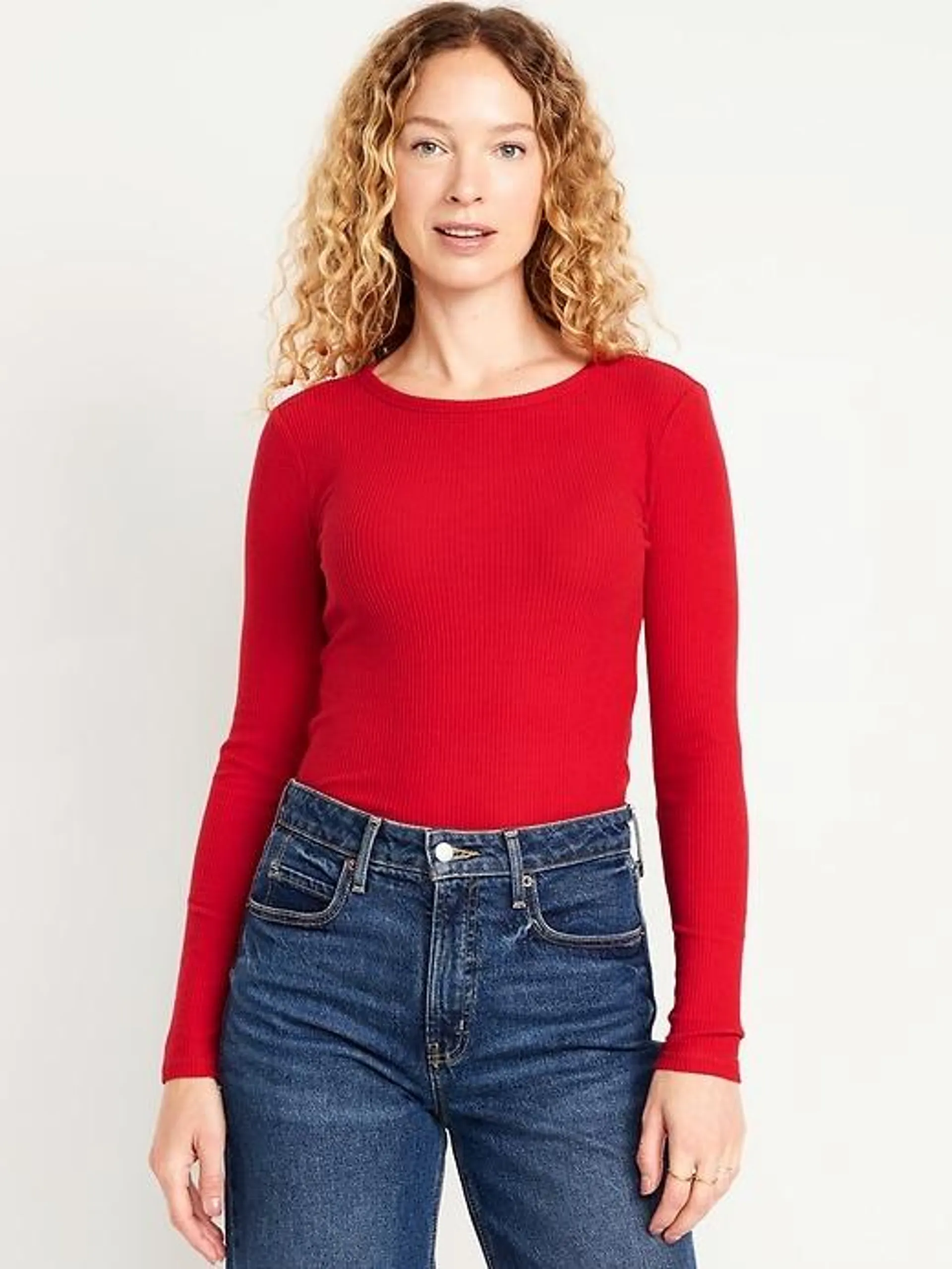 Plush-Knit Long-Sleeve T-Shirt