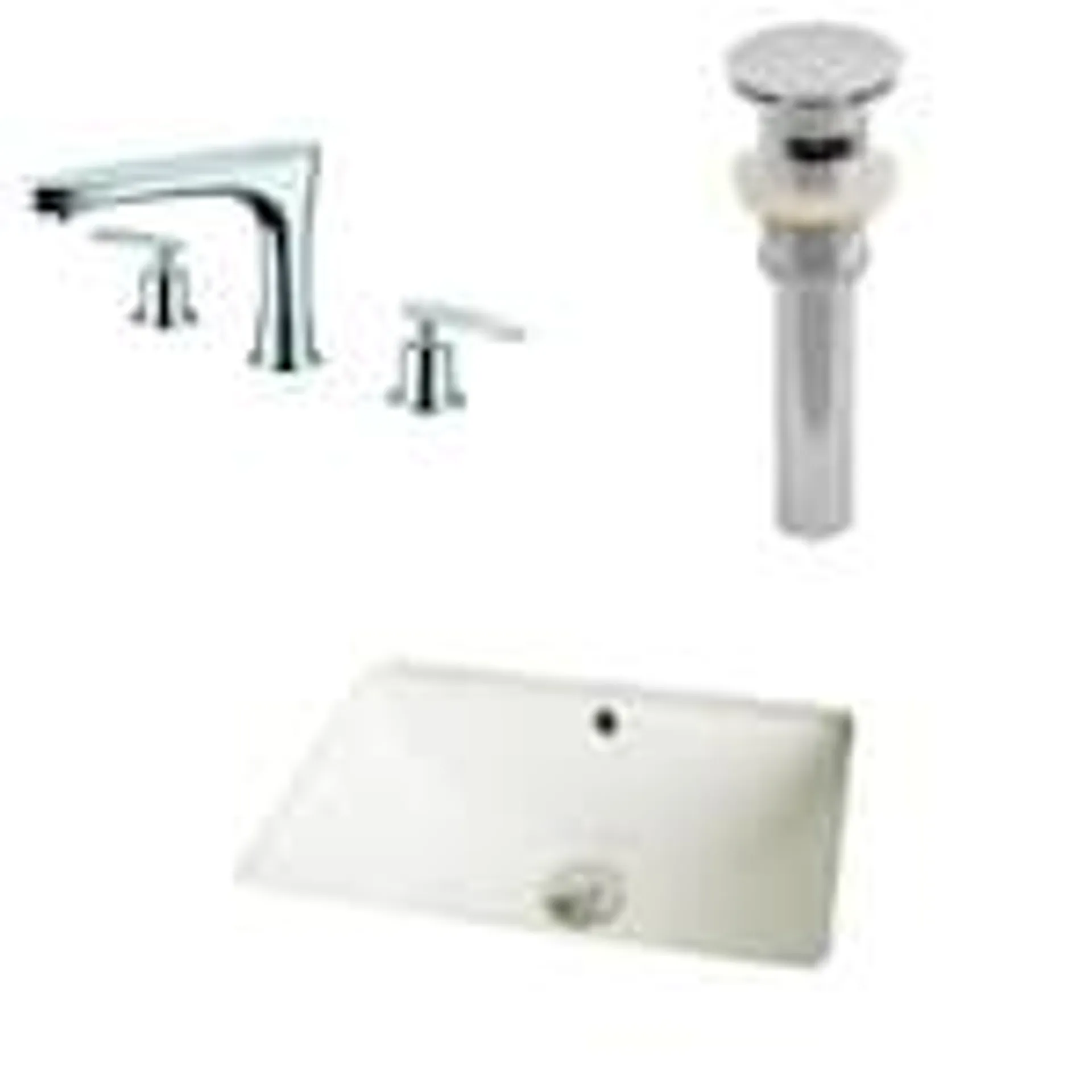 18.25-in. W CUPC Rectangle Bathroom Undermount Sink Set In Biscuit - Chrome Hardware - Overflow Drain Incl. AI-13087