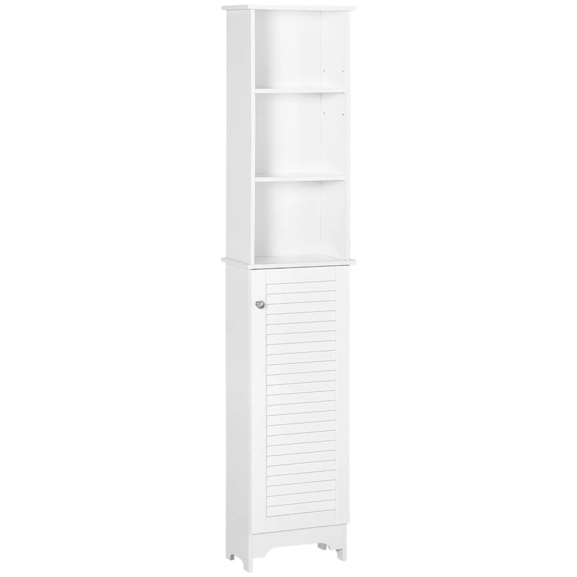 65-inch H Bathroom Cabinet Cupboard Shelving Storage Unit with Door & 6 Shelves in White