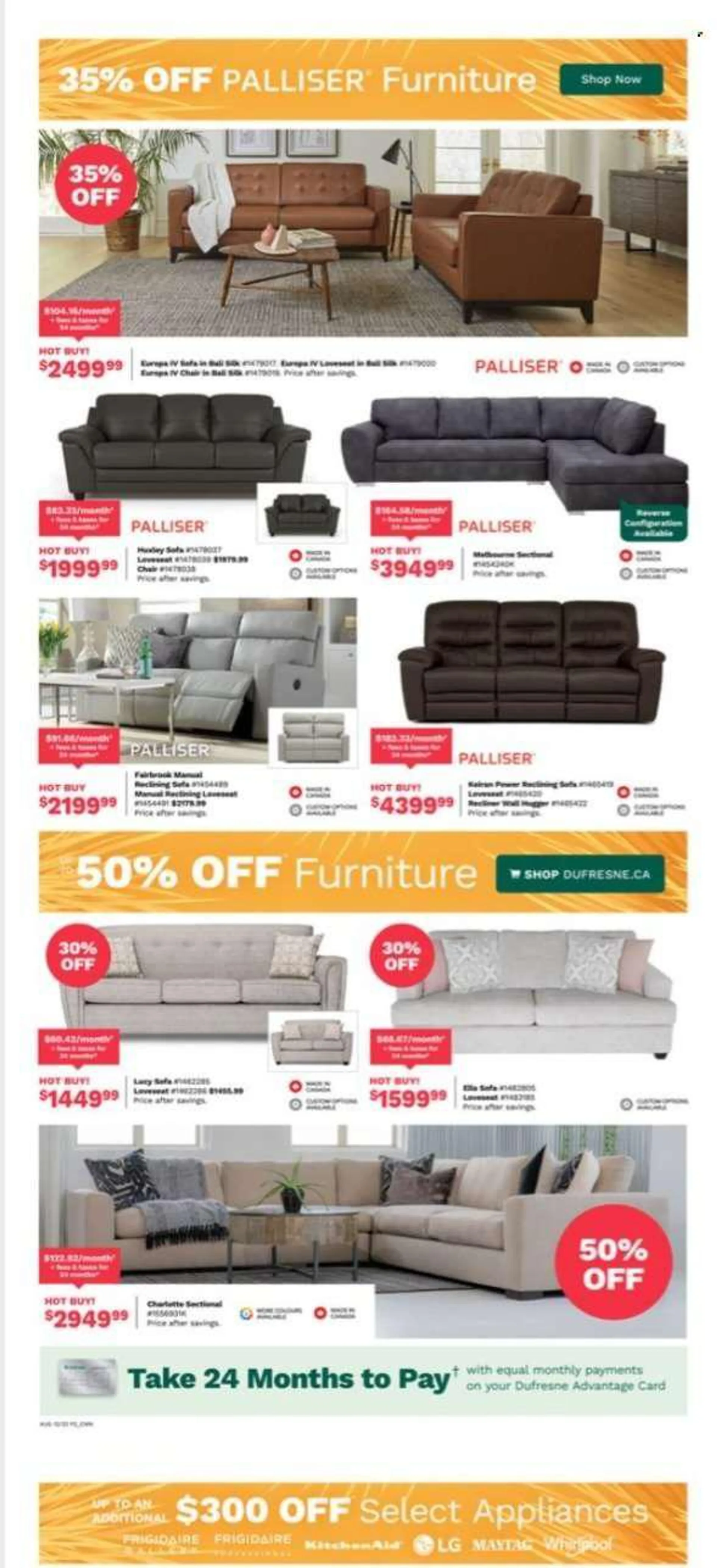 Dufresne Flyer - August 12, 2022 - August 22, 2022 - Sales products - Whirlpool, chair, loveseat, sofa, LG. Page 2.