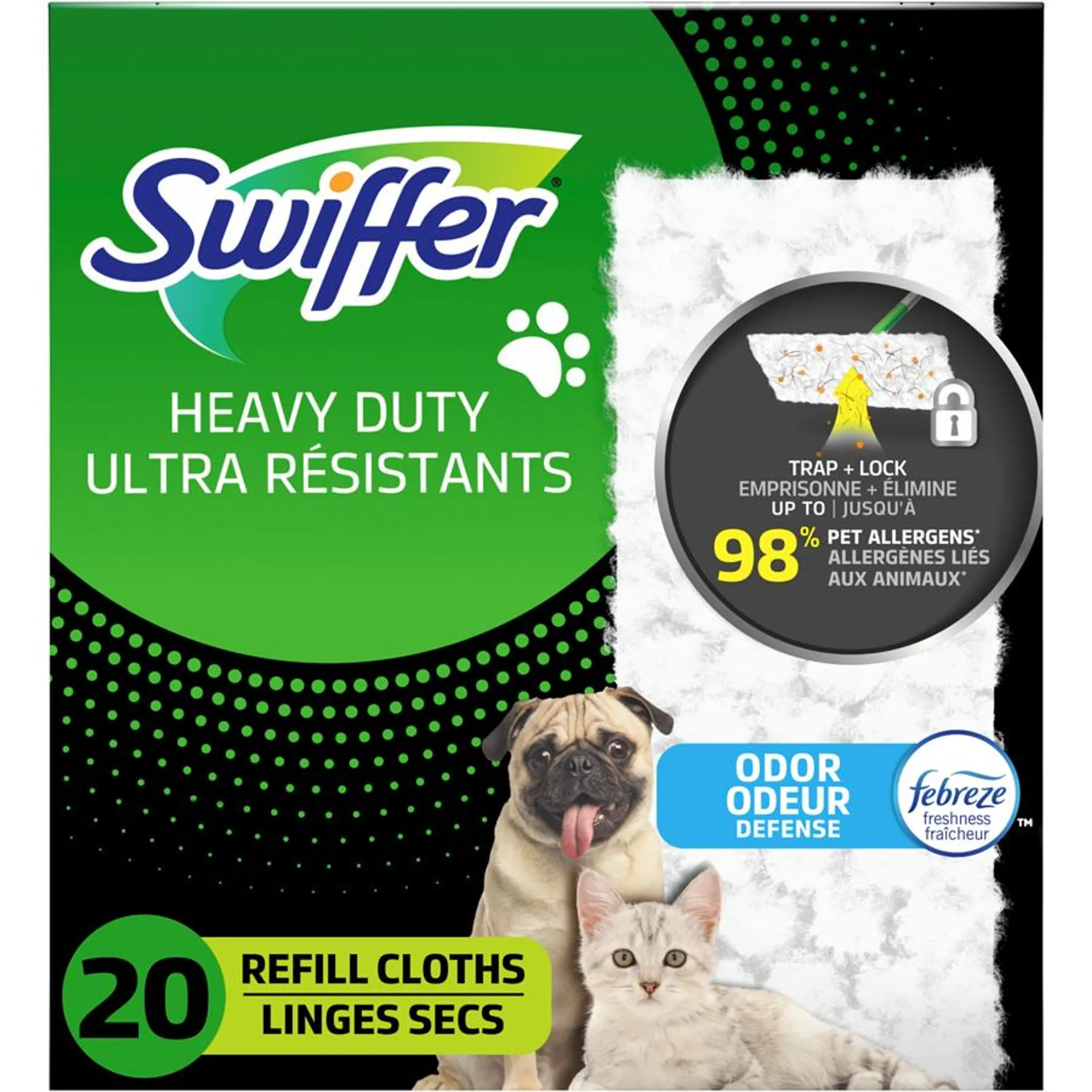 Sweeper Pet Heavy Duty Dry Multi-Surface Cloth Refills for Floor Sweeping and Cleaning, Freshness, 20 count