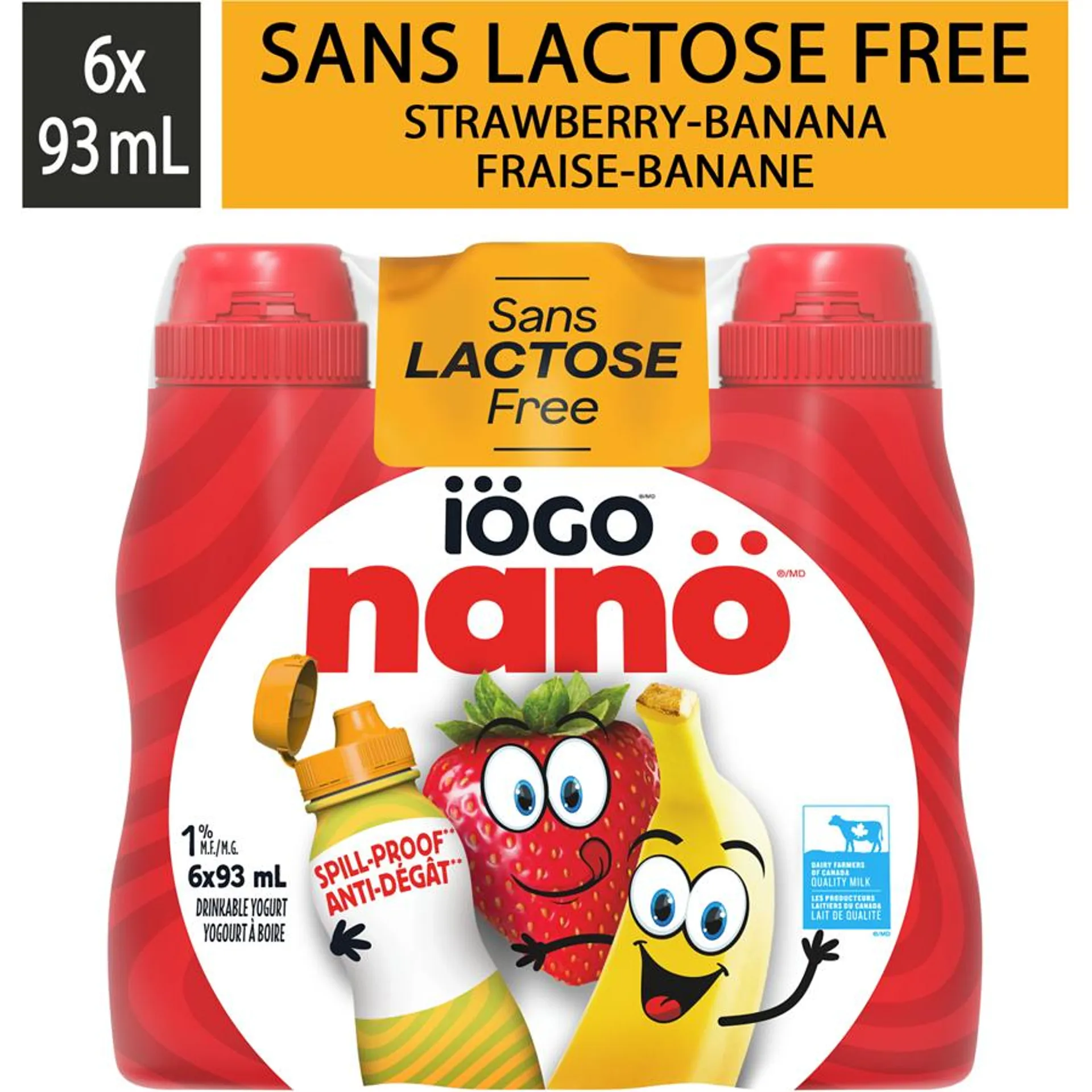 Nanö 1% Lactose Free Strawberry-Banana Drinkable Yogurt