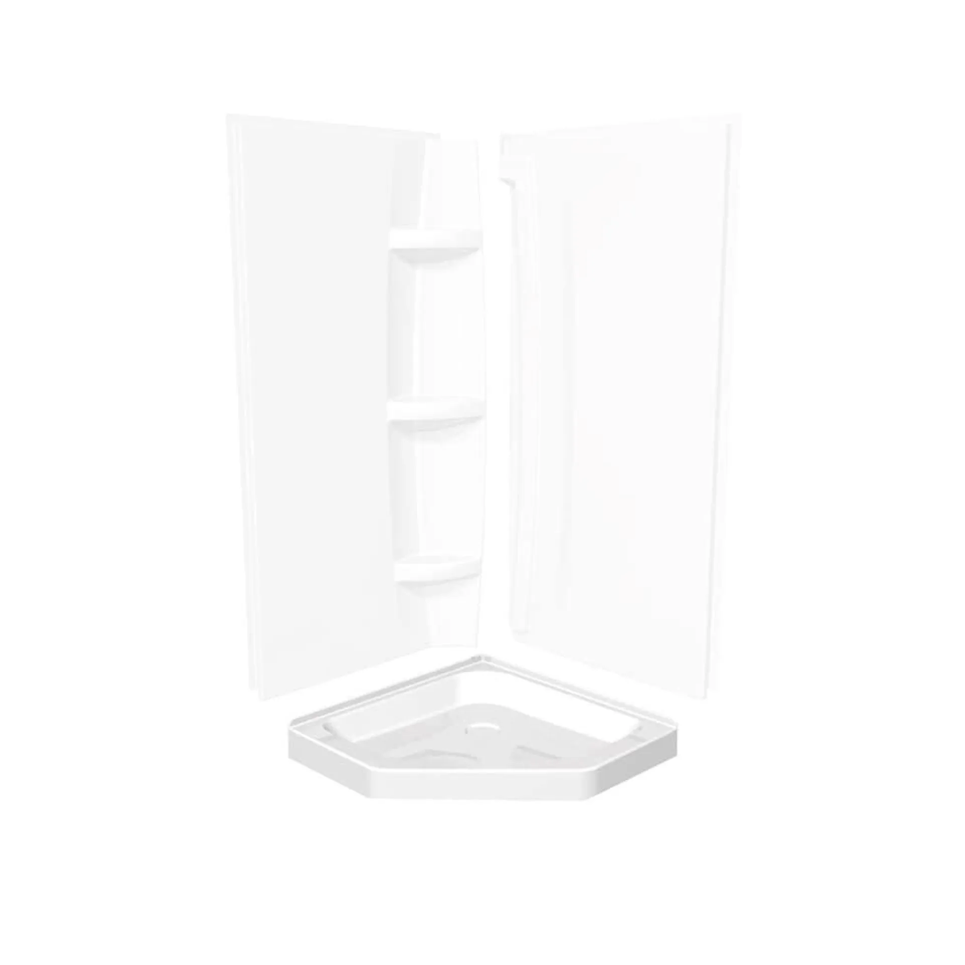 36L x 36W x 3H-inch Neo-Angle Corner Acrylic Shower Base Pan in White, Corner Drain