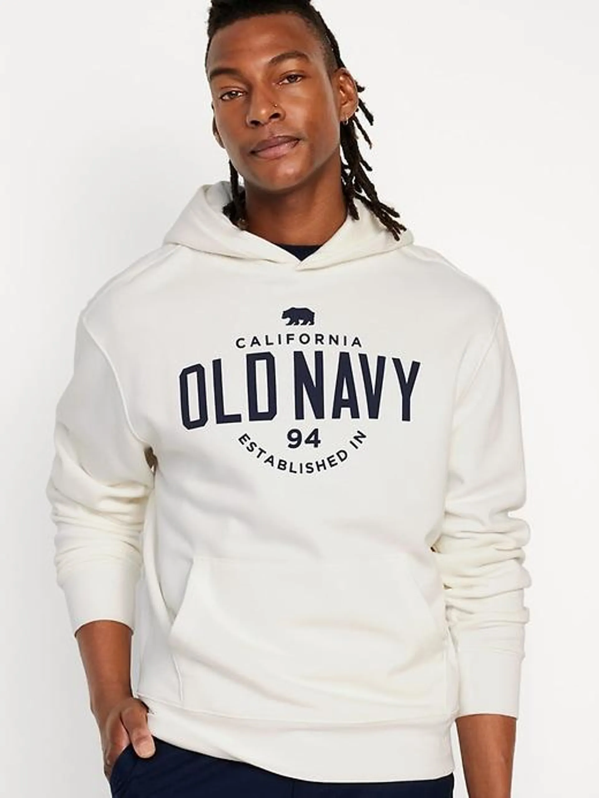 Oversized Logo Pullover Hoodie for Men