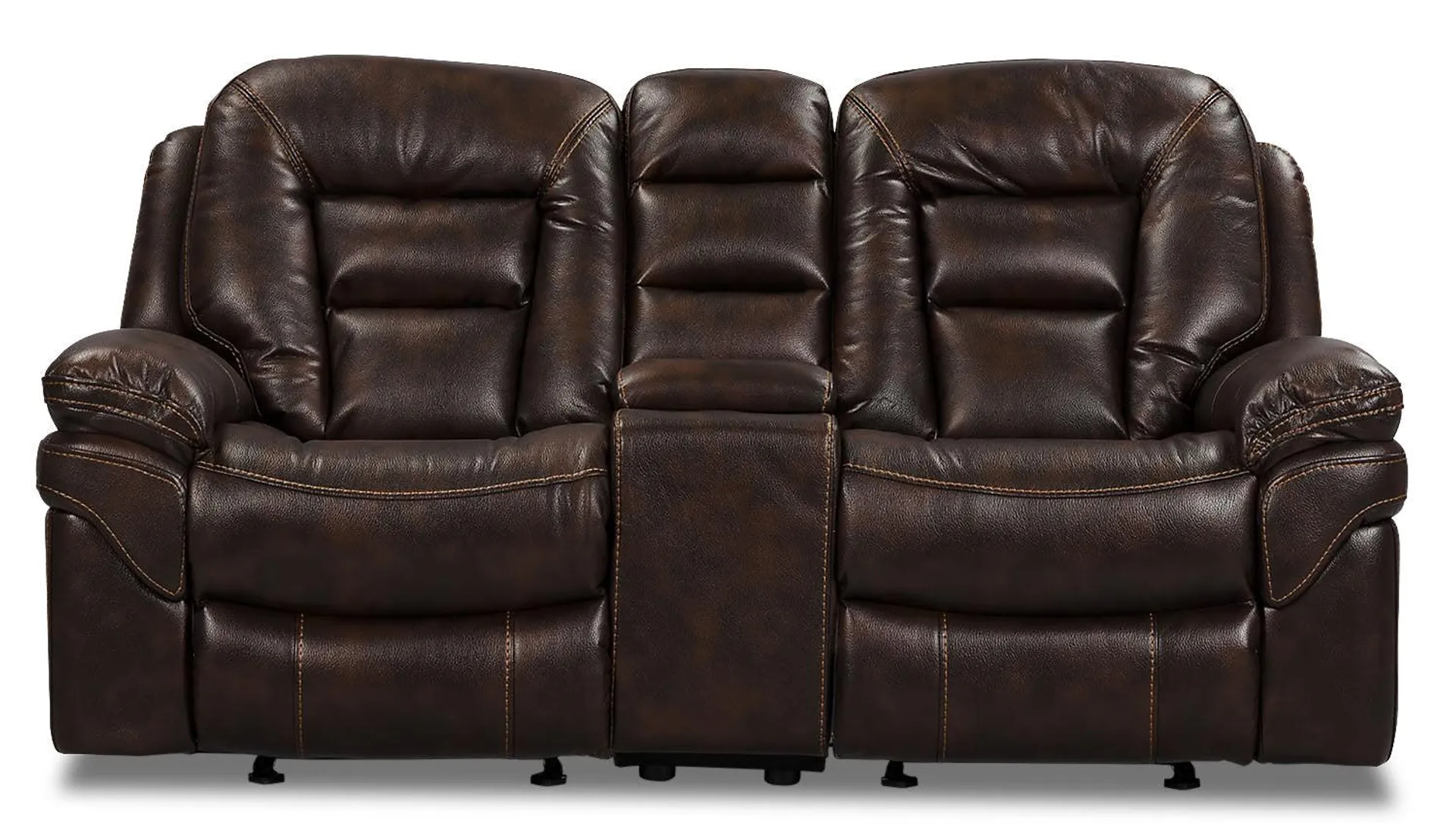 Leo Leath-Aire® Fabric Glider Reclining Loveseat - Walnut