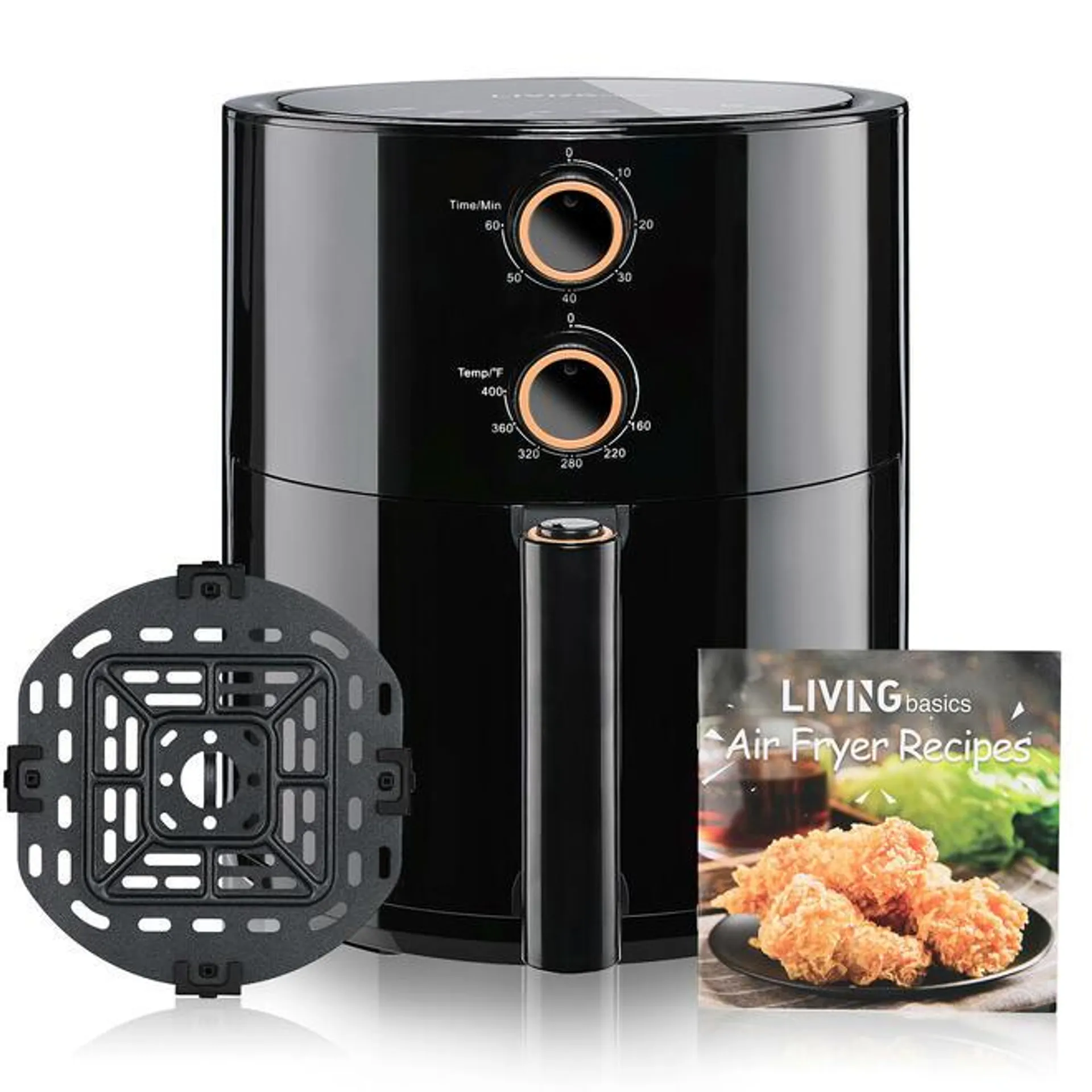 4L Healthy Cooking Air Fryer with Nonstick Coating and Temperature & Time Control - LIVINGbasics®