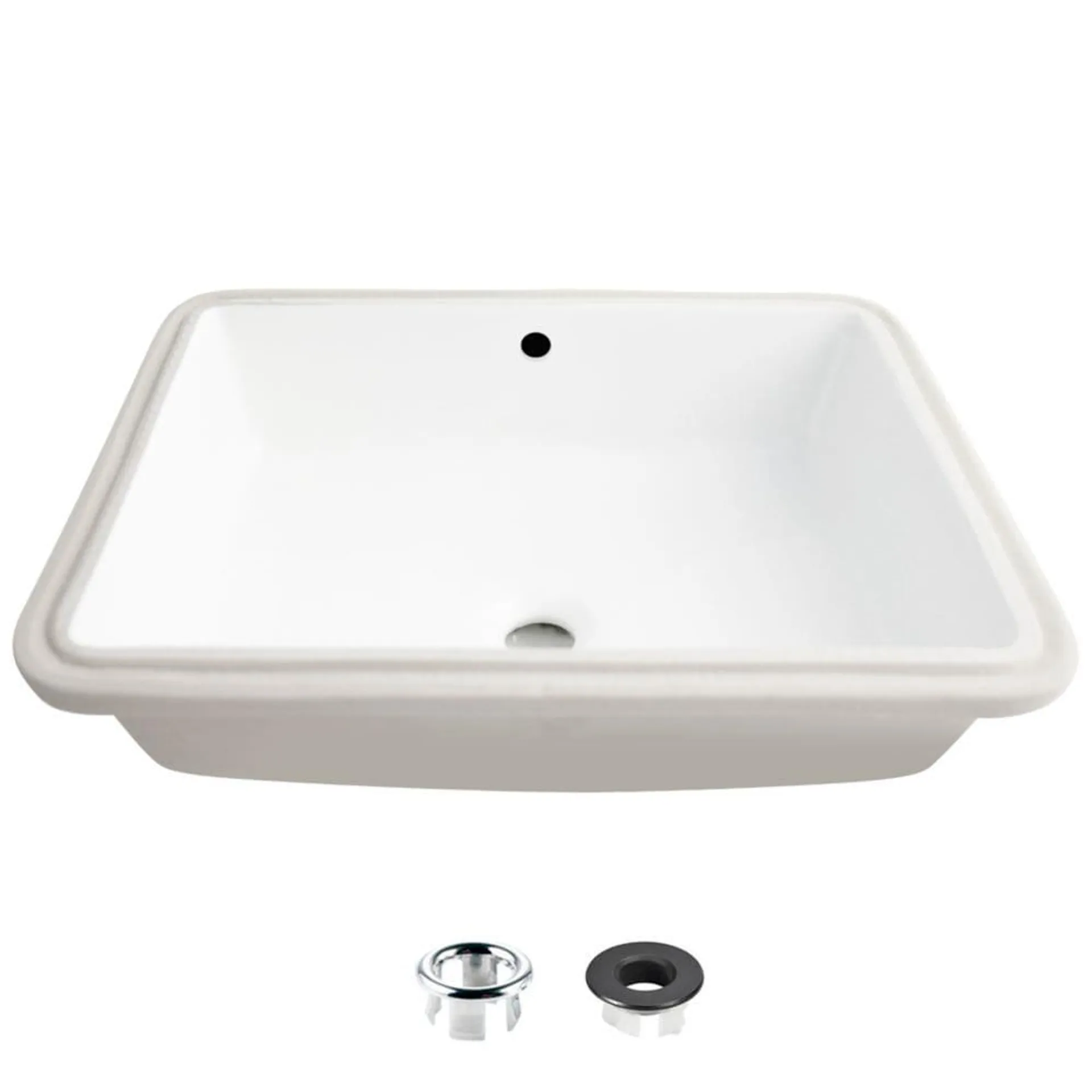 20 inch Rectangular Undermount Ceramic Bathroom Sink with 2 Overflow Finishes