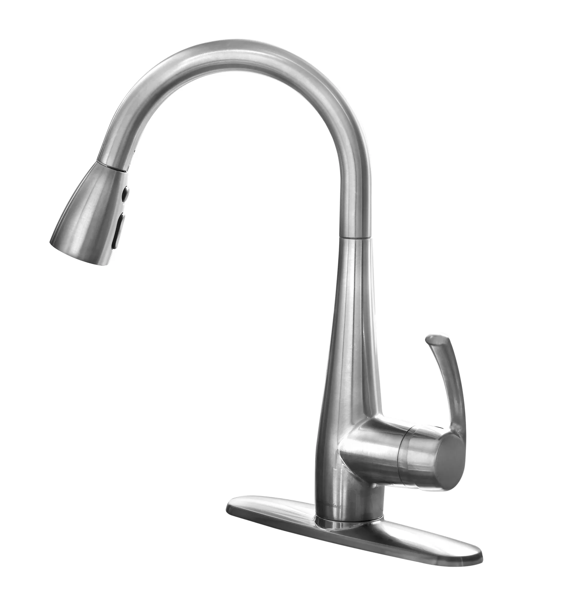 Quince Single Handle Dual Spray Pull-Down Kitchen Faucet in Stainless Steel (Valve & Deck Plate Included)