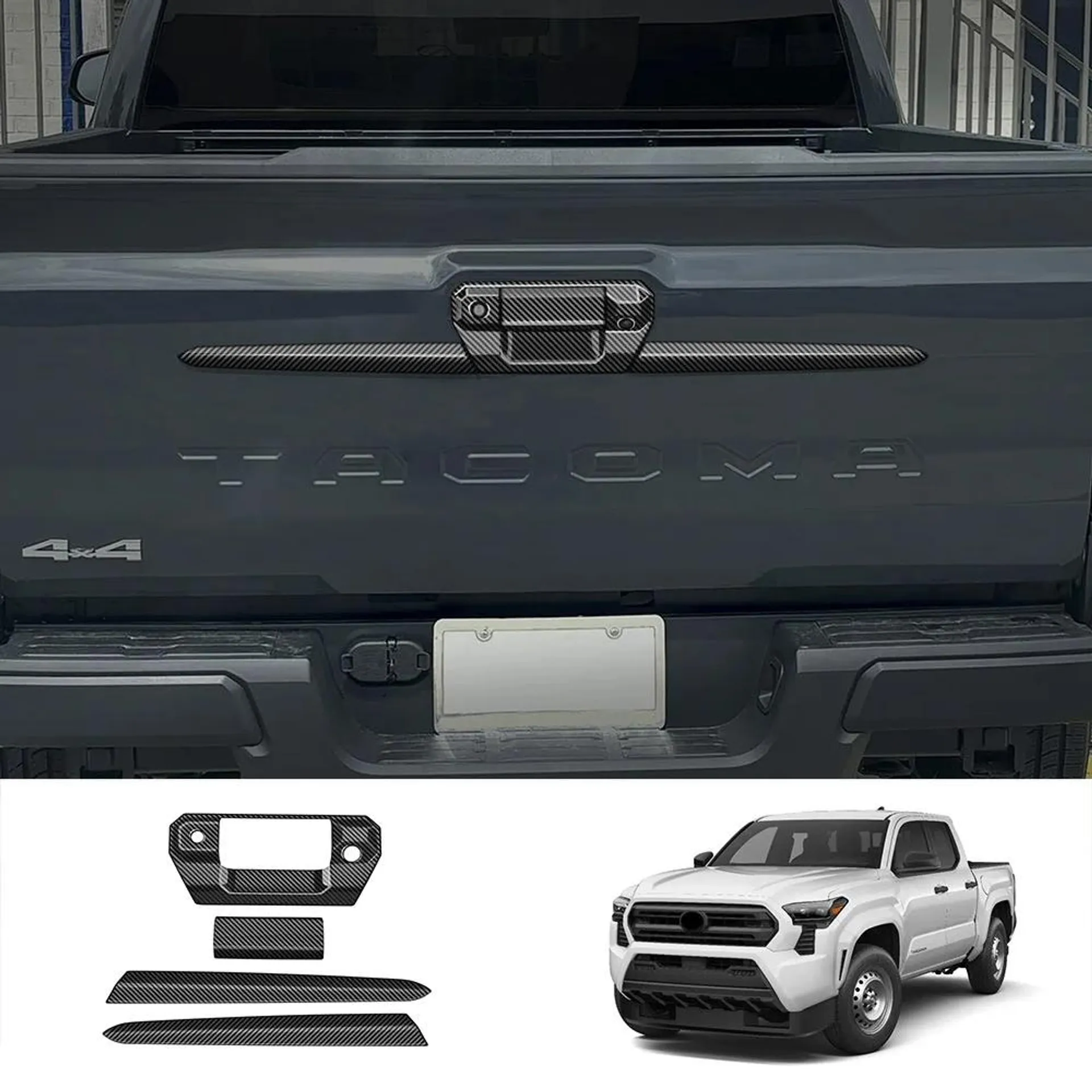 Rear Tailgate Decoration Strips ABS Rear Trunk Handle Trim Cover Sticker For Toyota Tacoma 2024 Exteriror Decal Accessories