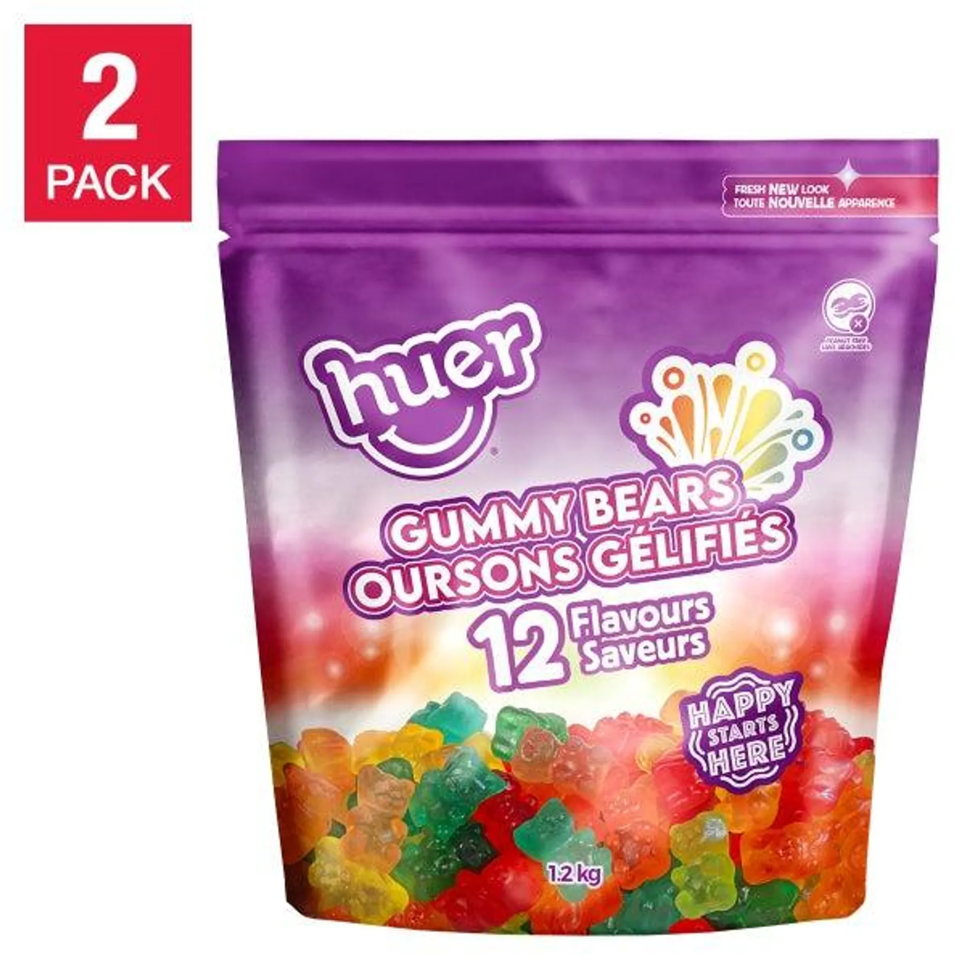 Huer Gummy Bears, Candy, 2 × 1.2 kg