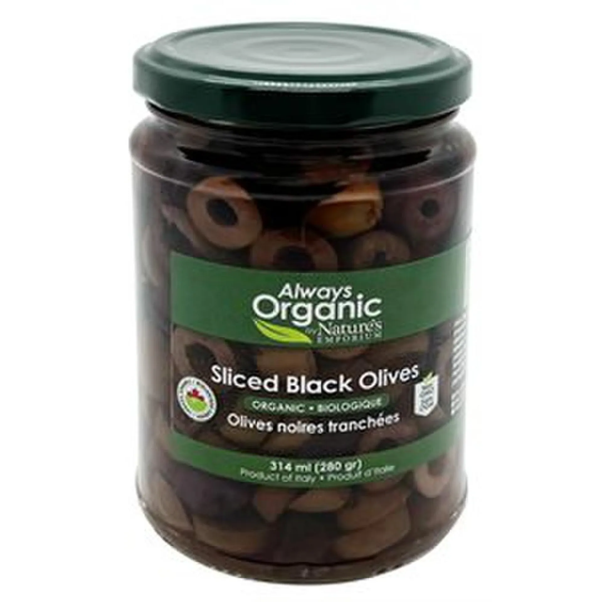 Always Organic Olives Black Sliced Org 314 ml