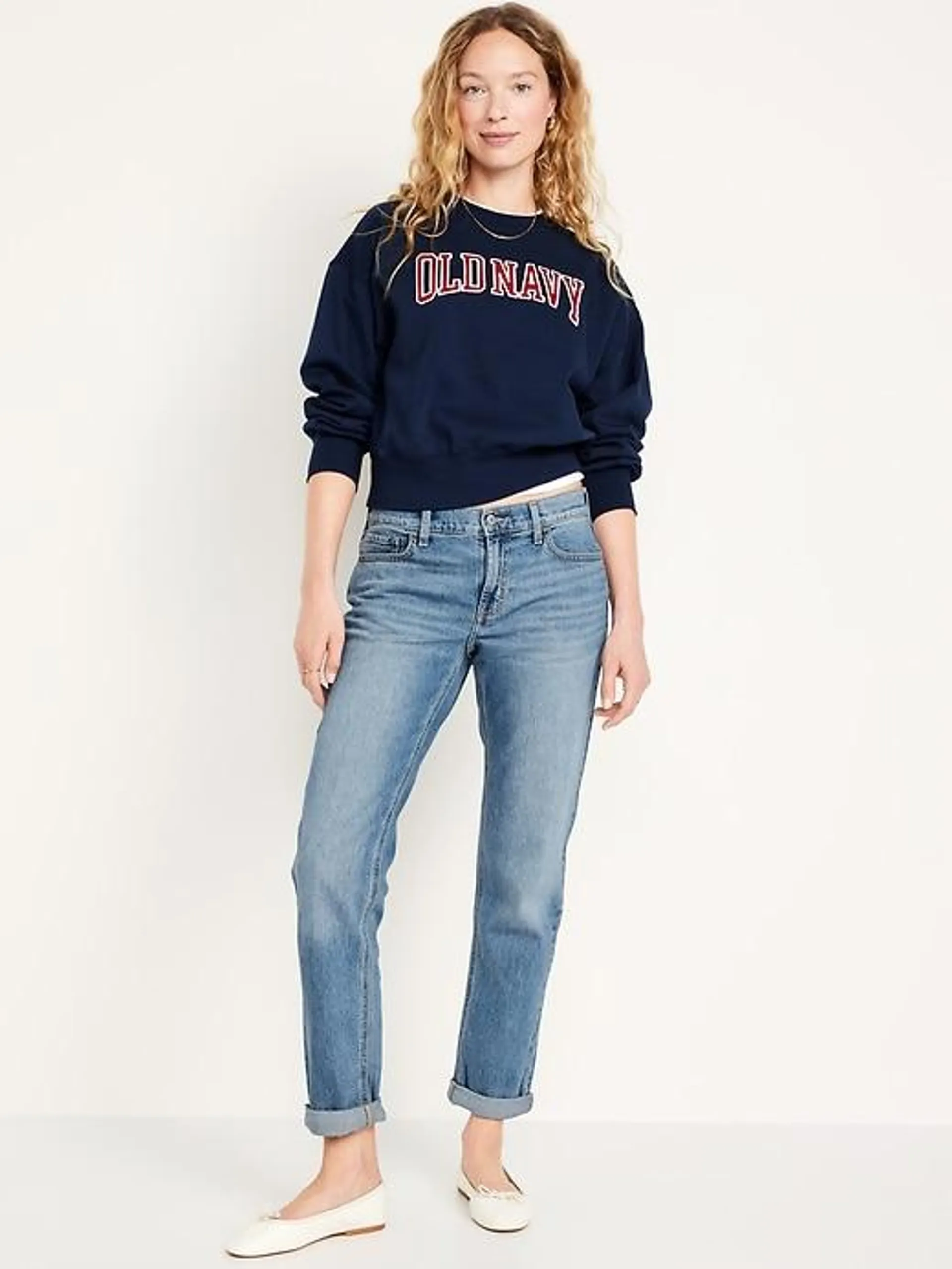 Mid-Rise Wow Boyfriend Straight Jeans