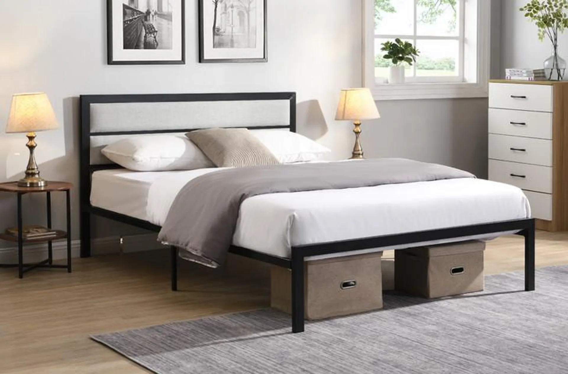 Aspen Metal Upholstered Platform Bed