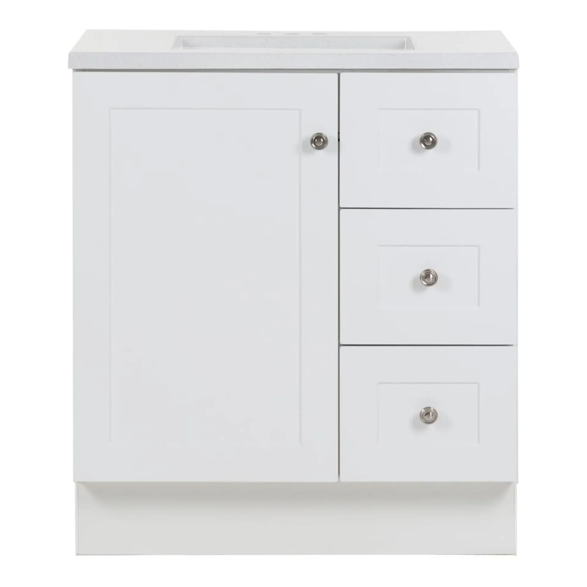 Bannister 30.5-inch W x 18.75-inch D Bathroom Vanity in White With Cultured Marble Sink Top