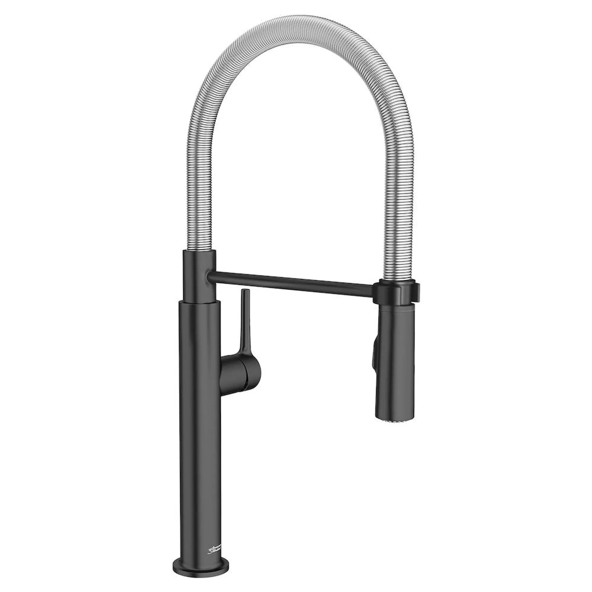 Studio S Semi-Pro Single Handle Pull-Down Dual Spray Kitchen Faucet with Spring Spout in Matte Black & Chrome (Valve Included)