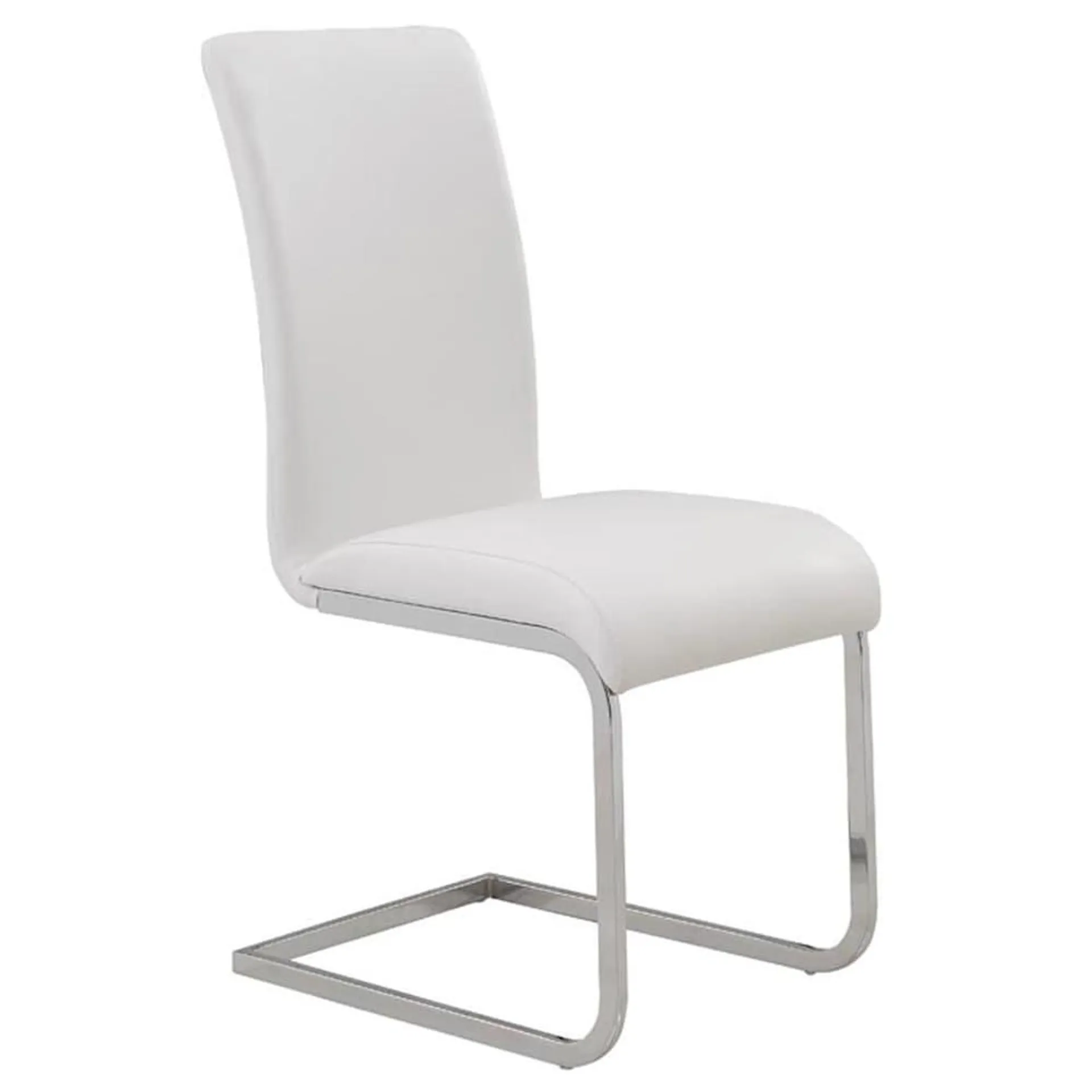 Maxim Metal Chrome Parson Armless Dining Chair with White Faux Leather Seat - (Set of 2)