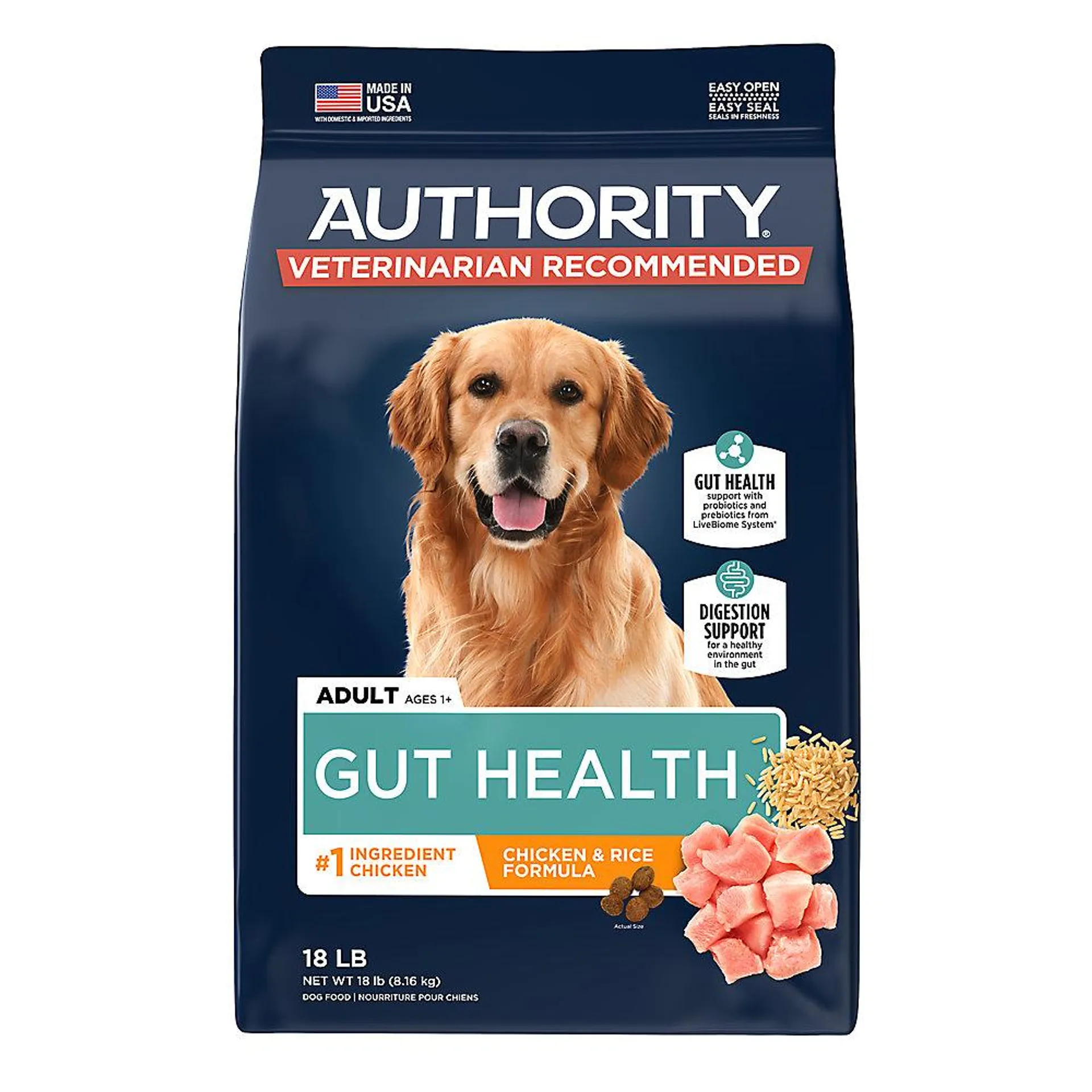 Authority® Gut Health Adult Dry Dog Food - Chicken