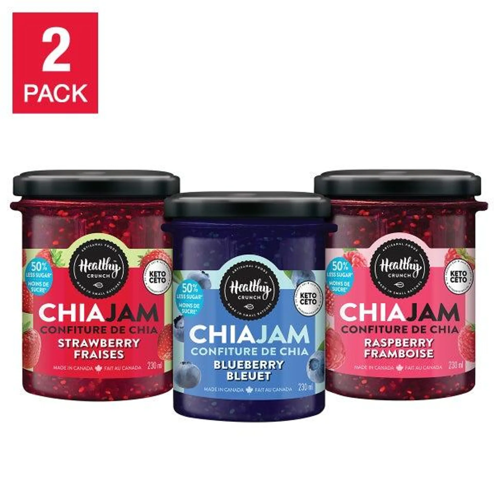 Healthy Crunch Keto Chia Jam Variety Pack, 6 x 230 ml