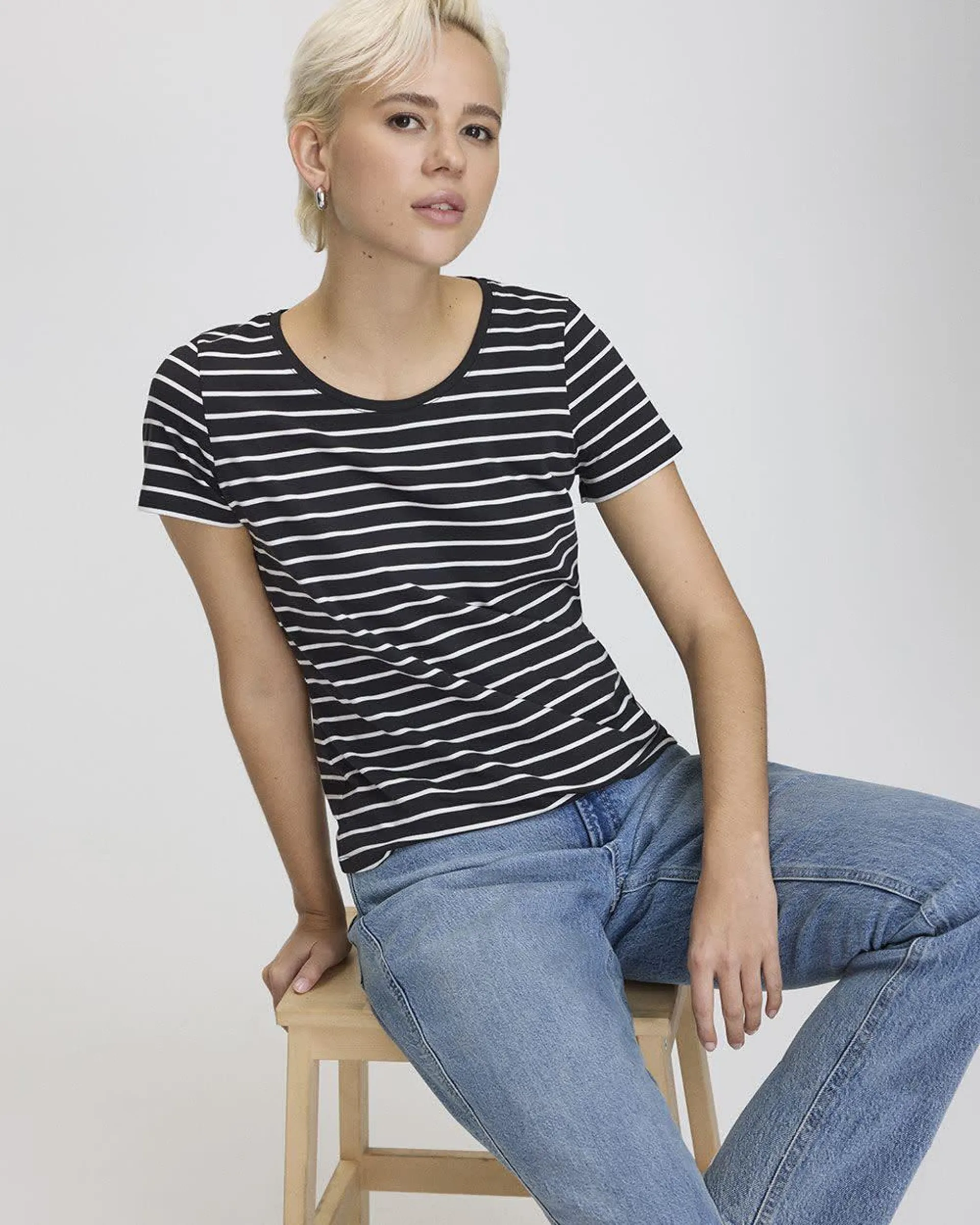 Scoop-Neck Cotton Blend Tee - R Essentials