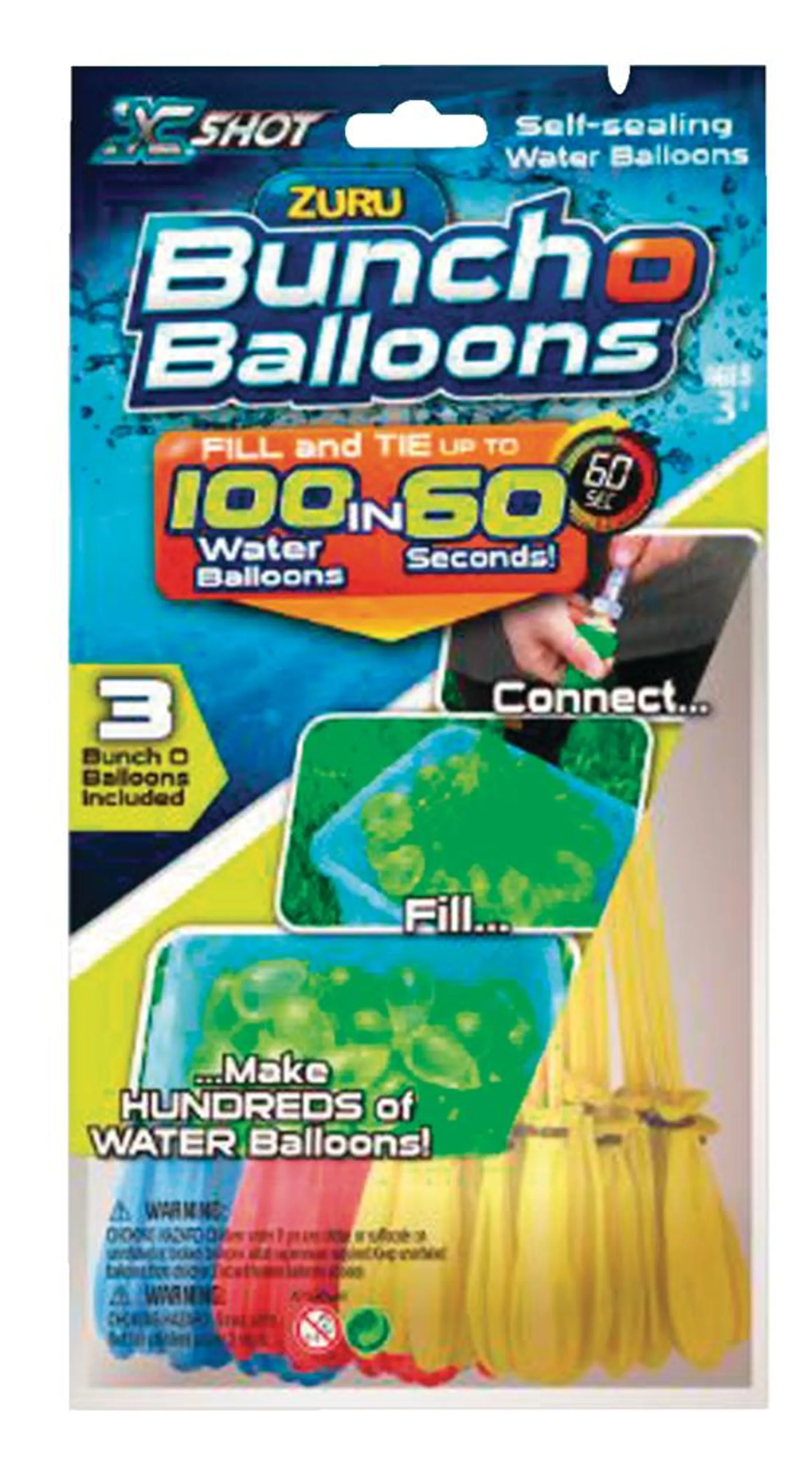 ZURU Bunch O Balloons Fill & Tie Self-Sealing Water Balloons, Outdoor Play,Age 6+, 100-Pk