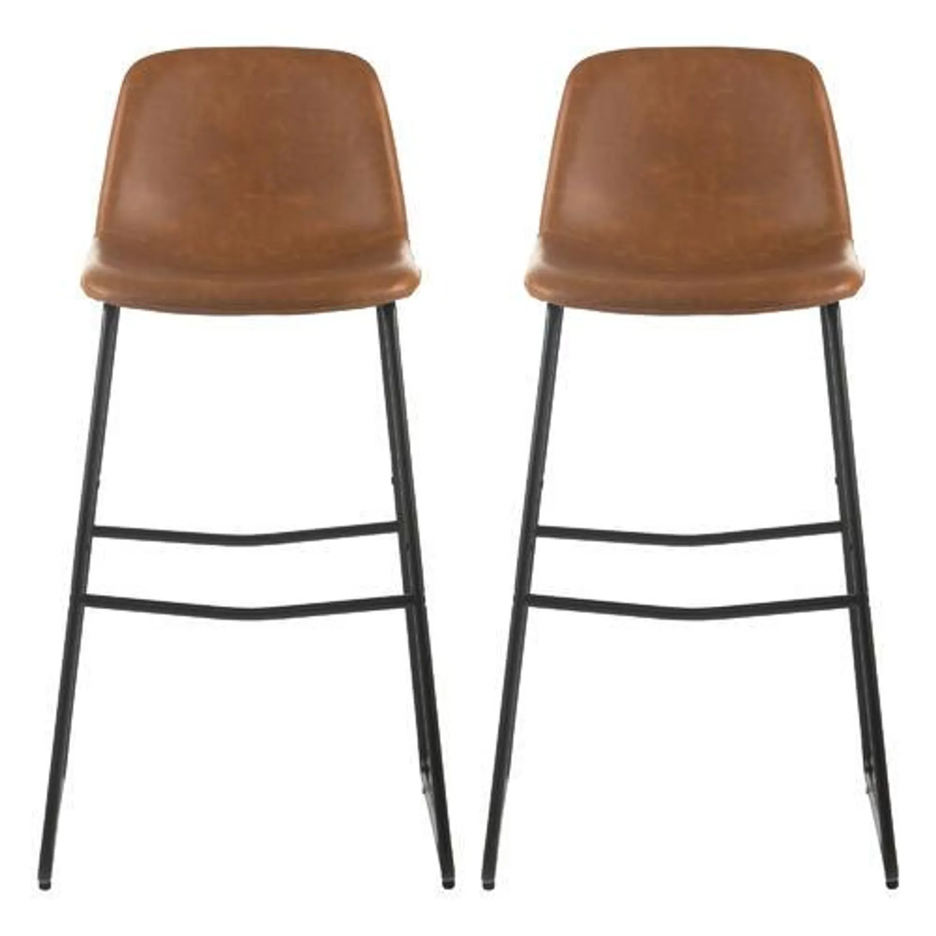 30 inch Counter Height Bar Stools, PU Leather Counter Stools with Metal Legs, Set of 2 - Moustache® - Brown