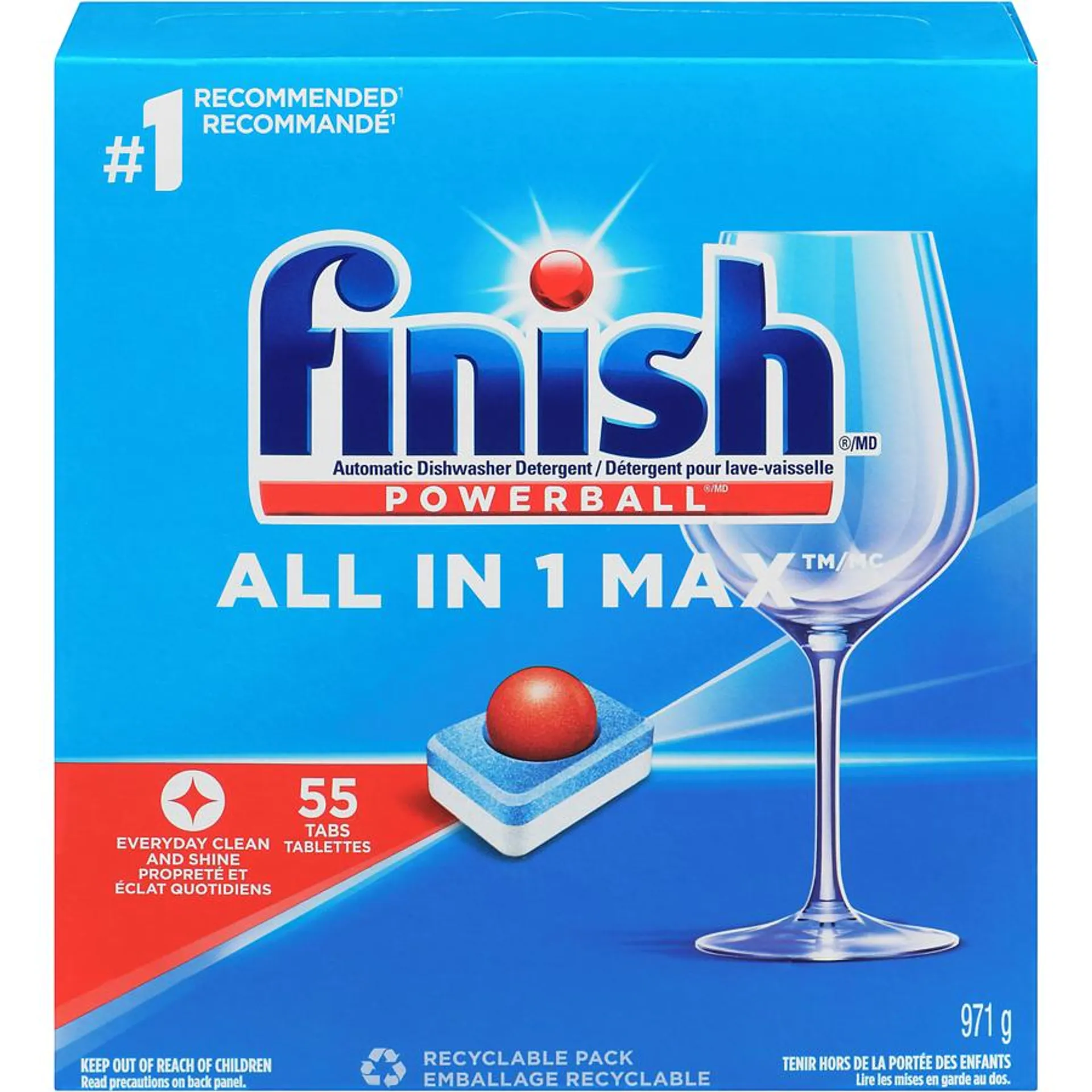 Dishwasher Detergent Pods, All In 1 Max, Fresh, 55 Tablets