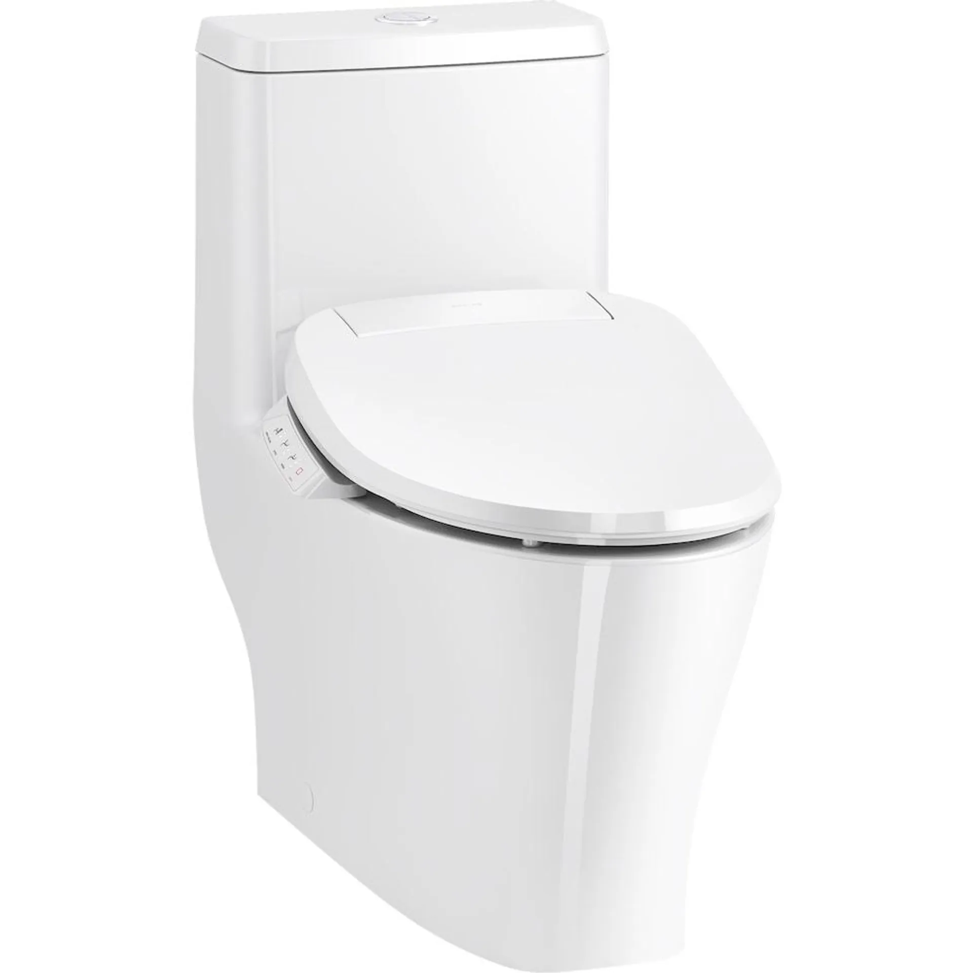 Reach 1-piece 0.8 or 1.28 GPF Compact Dual Flush Elongated Toilet in White