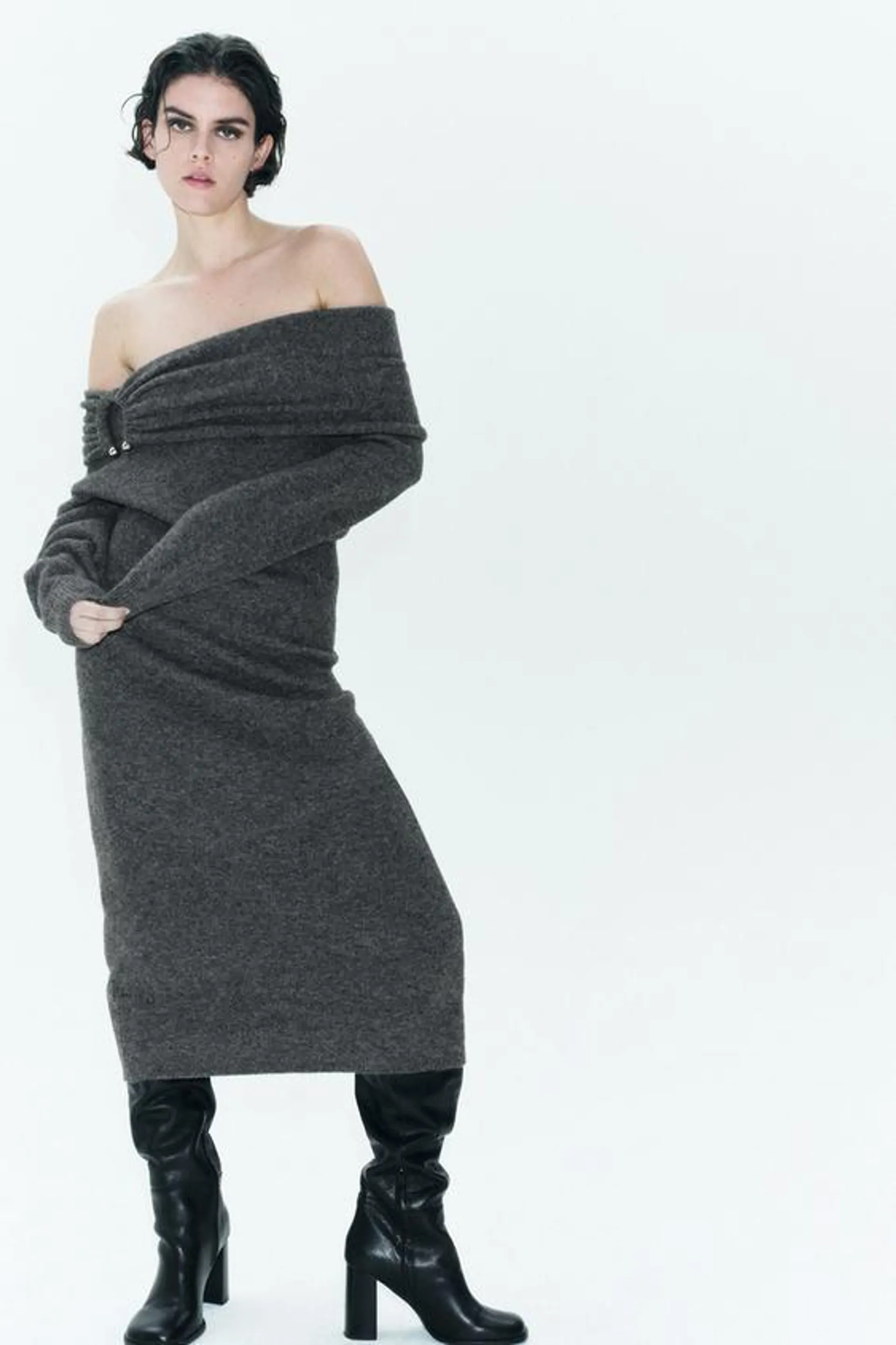 DRAPED KNITWEAR DRESS