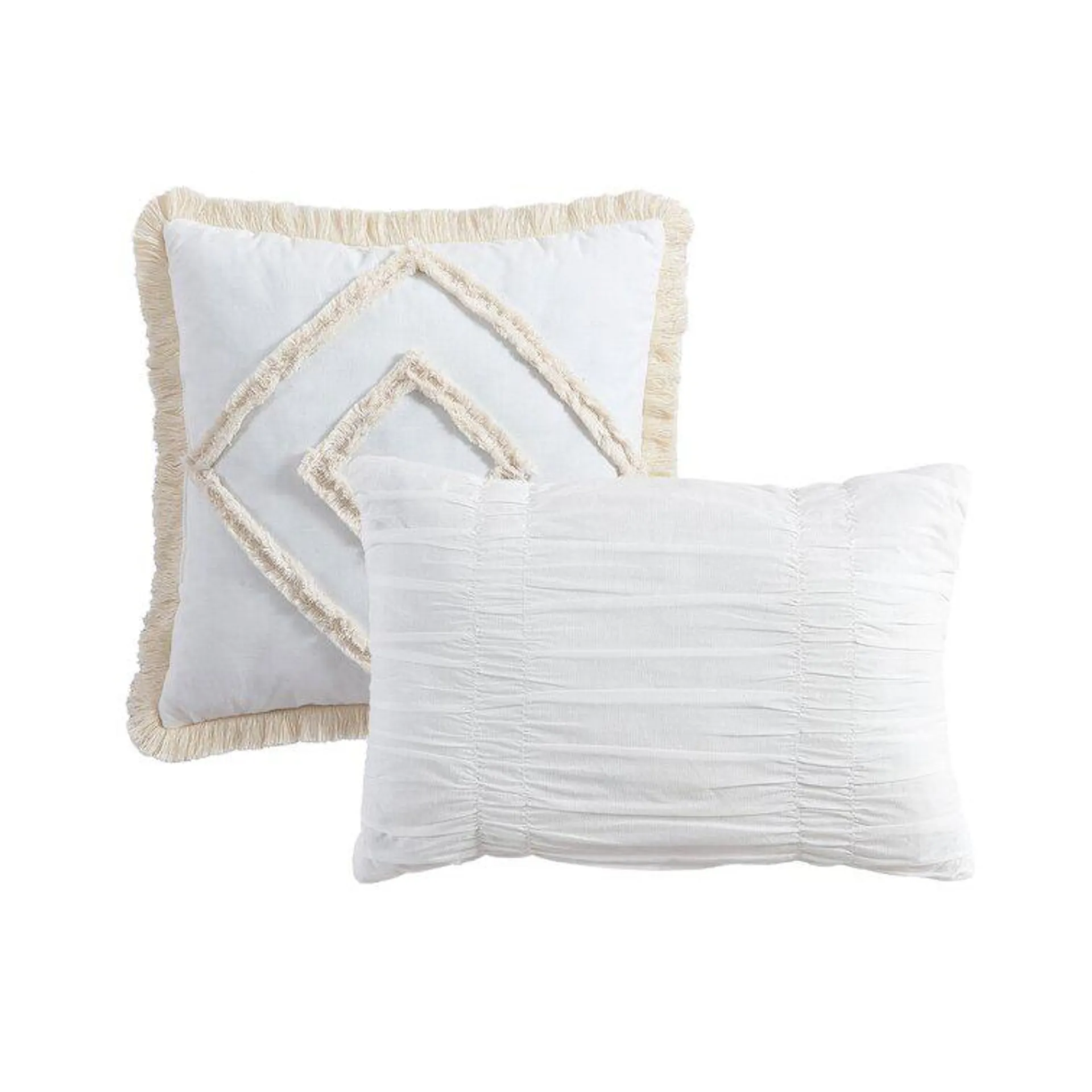 Rukai 100% Cotton 3-D Jacquard Clipped Fringe Texture 5-Piece Comforter Set