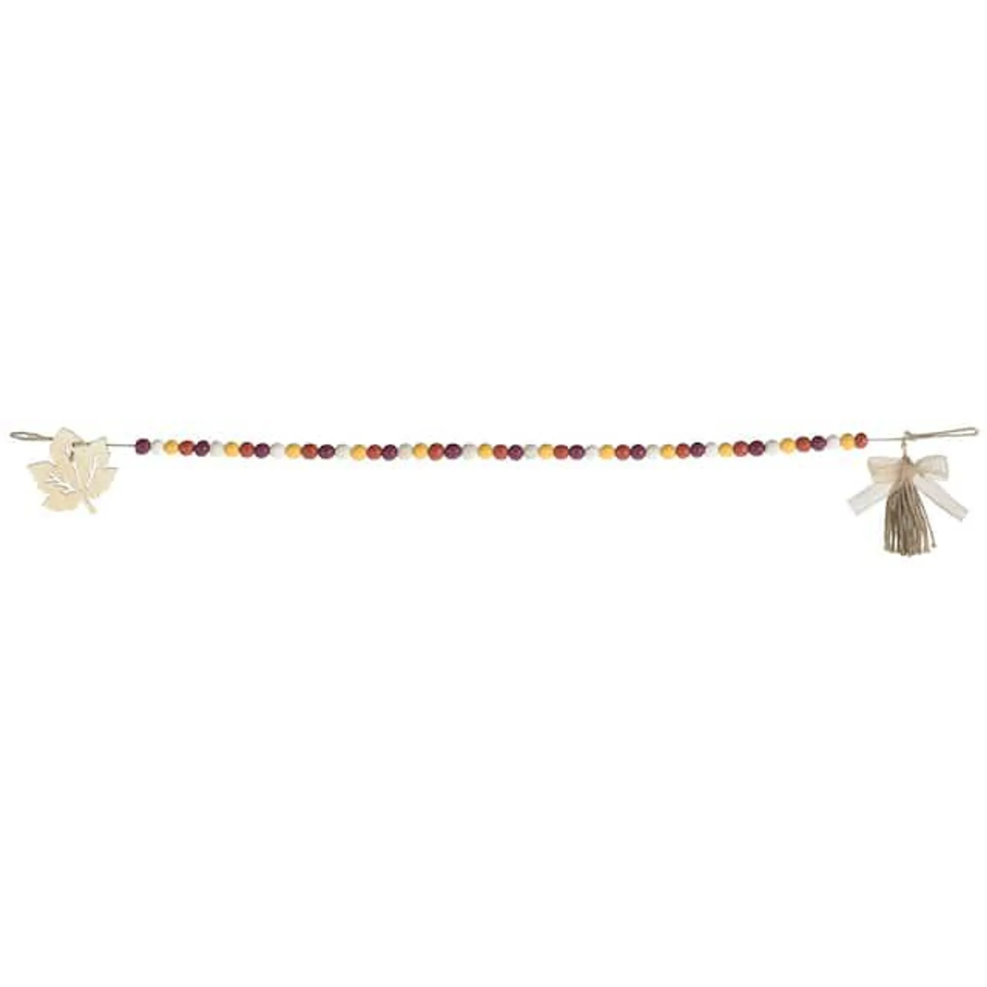 Wood Bead Garland, Multi-Coloured, 11.5-in, Indoor Decoration for Fall