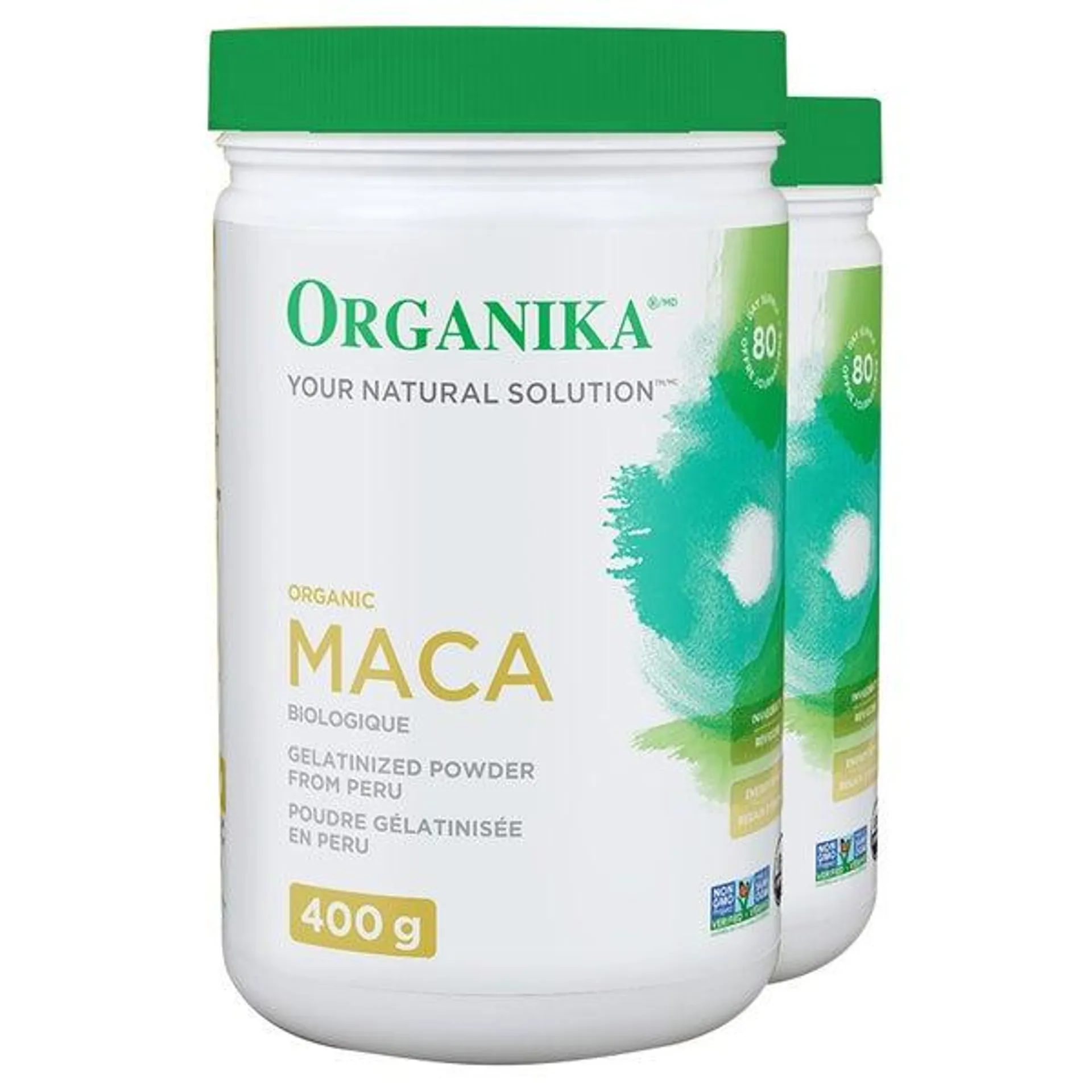 Organika® Certified Organic Gelatinized Maca Powder, 2 x 400 g