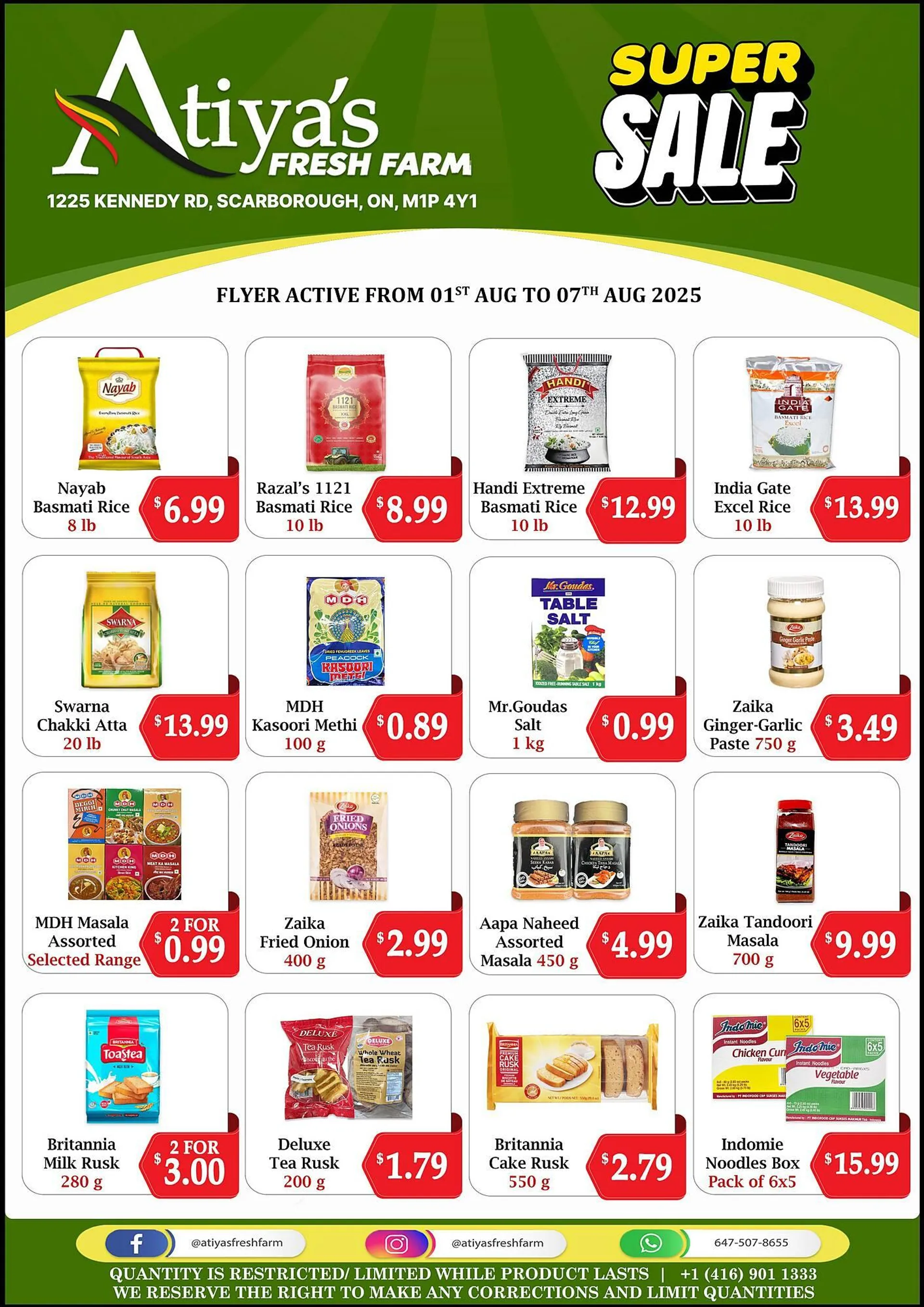 Atiya's Fresh Farm flyer from August 1 to August 7 2025 - flyer page 1