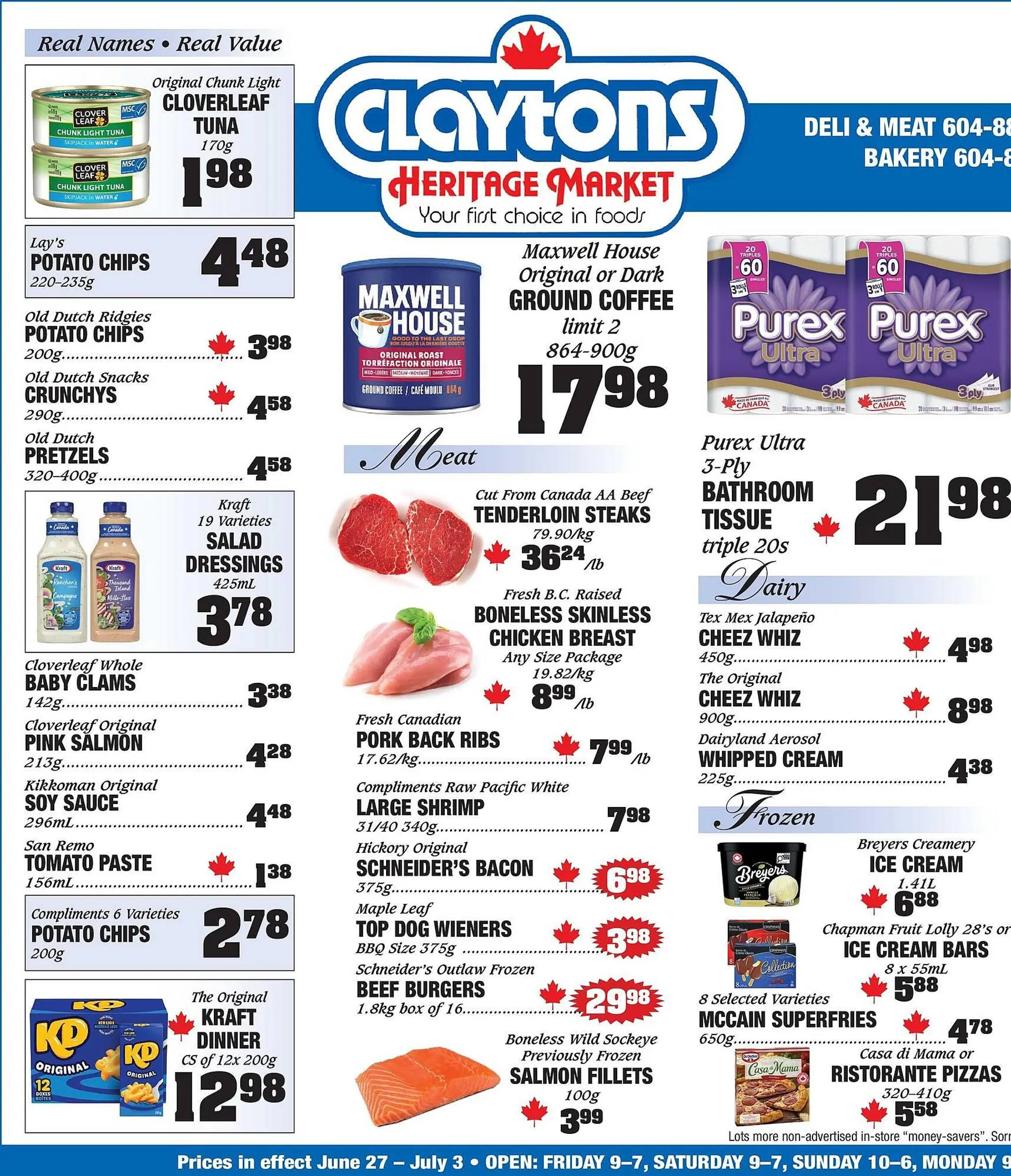 Claytons Heritage Market flyer from June 27 to July 3 2025 - flyer page 1