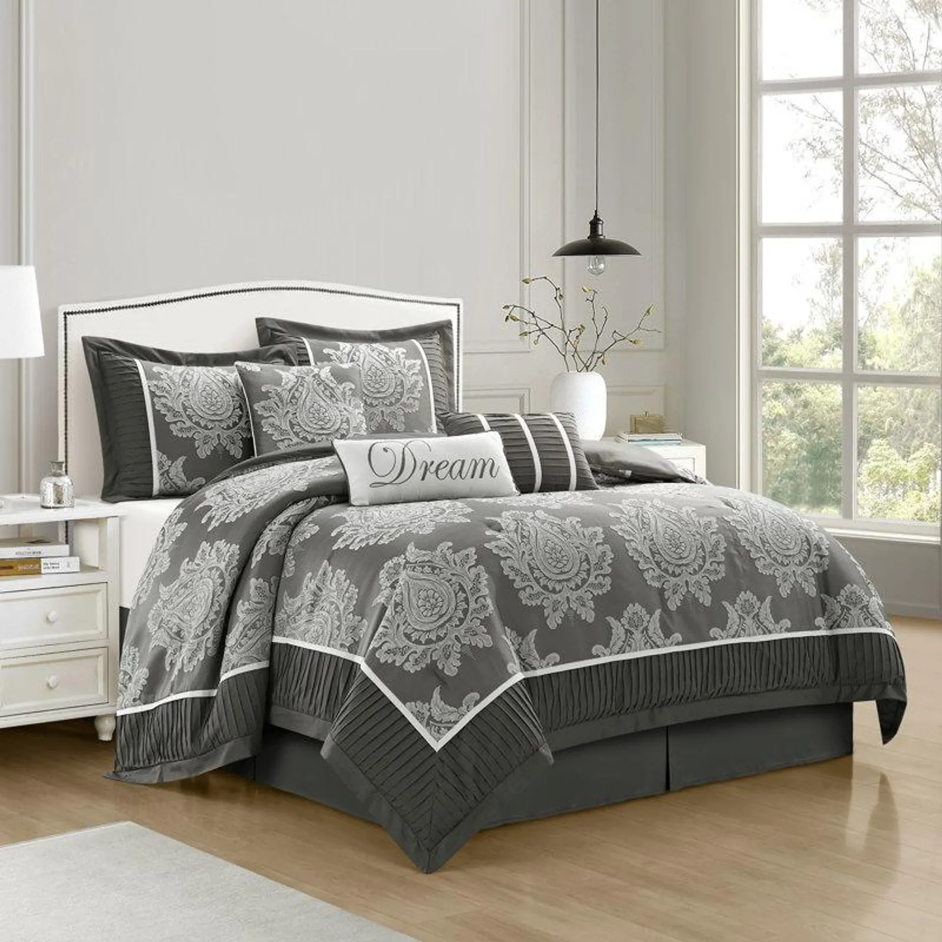 Therese 7 Piece Traditional Damask Comforter Set