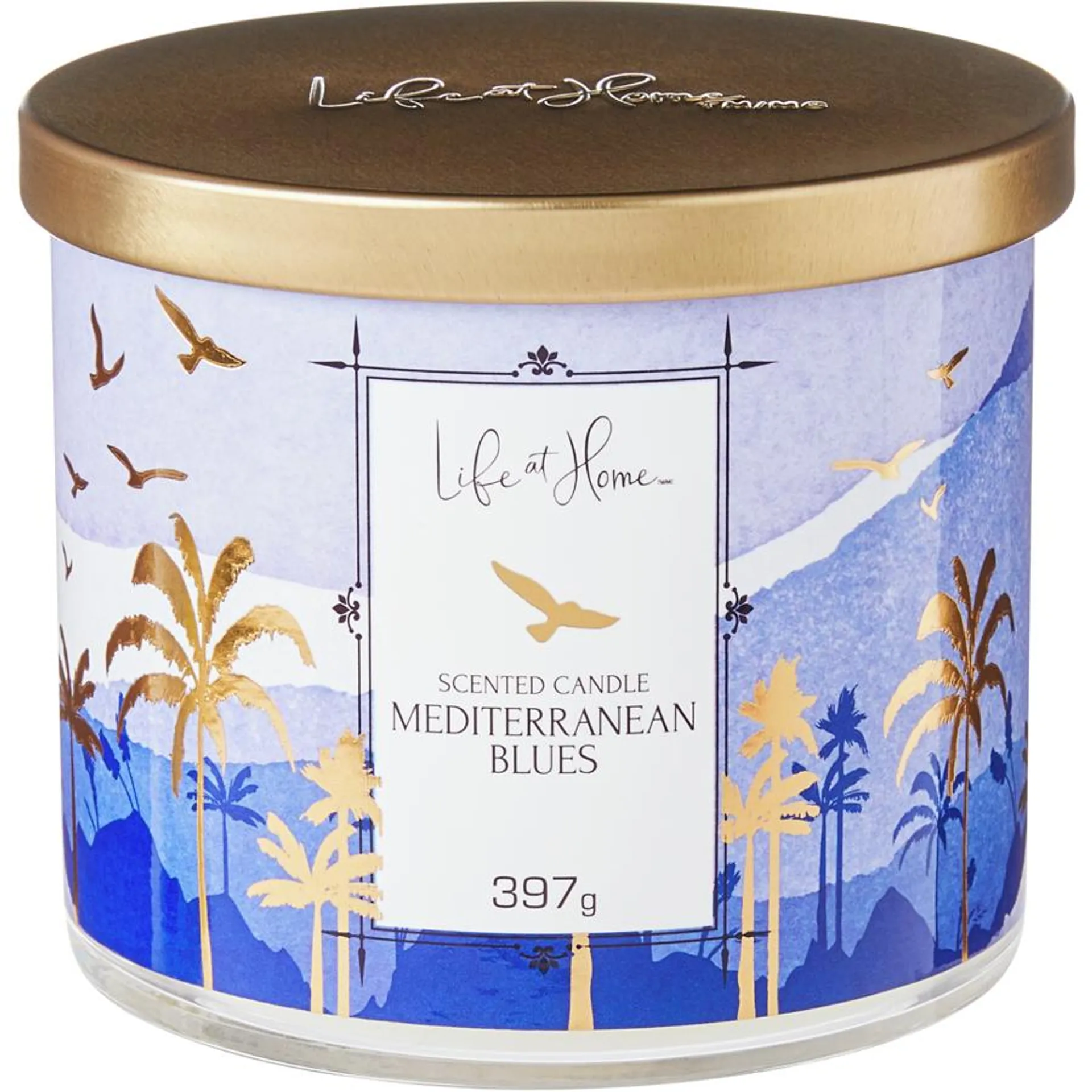 Scented Candle with Lid - Mediterranean Blues