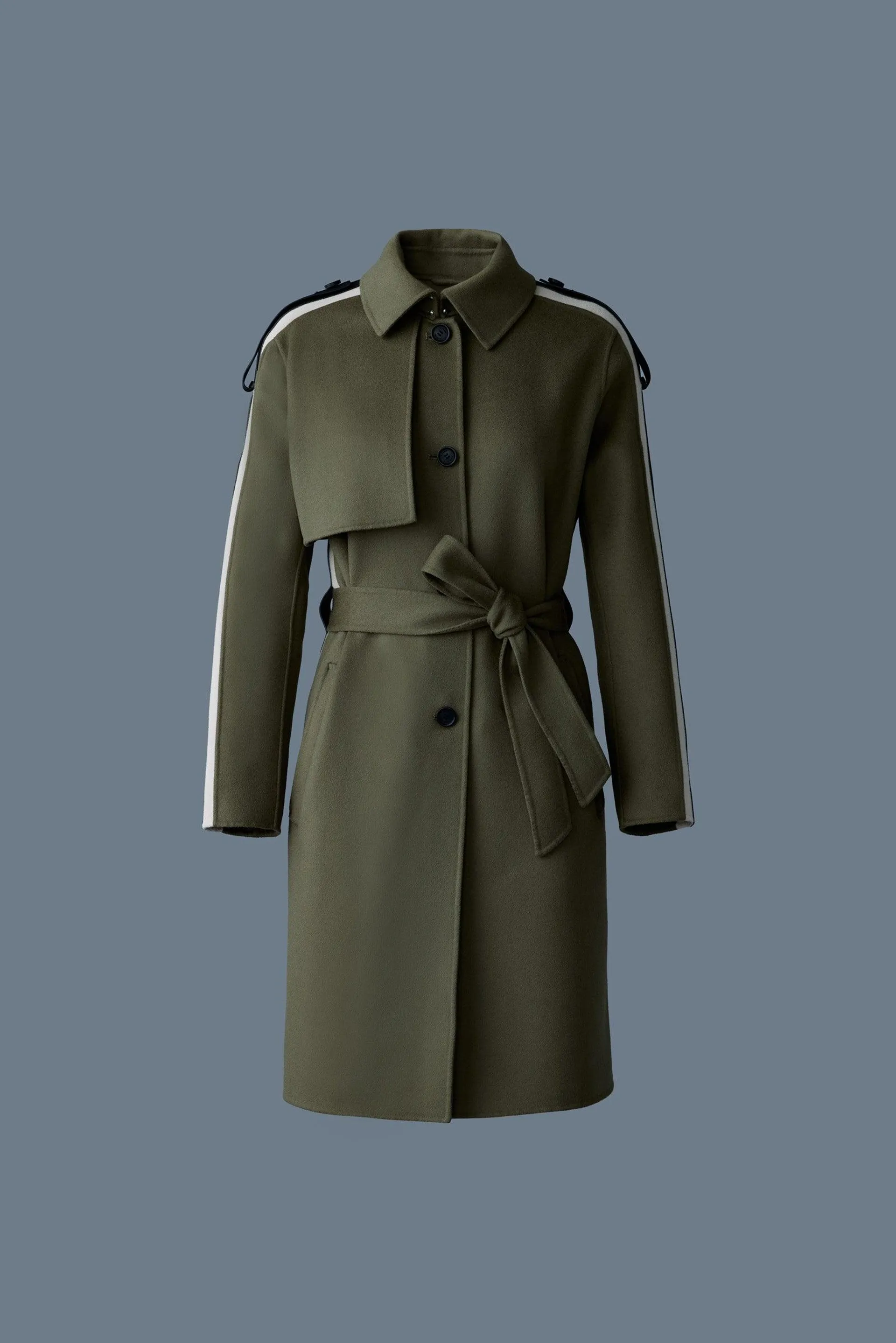 ALIZA Double-face wool stripe trench coat