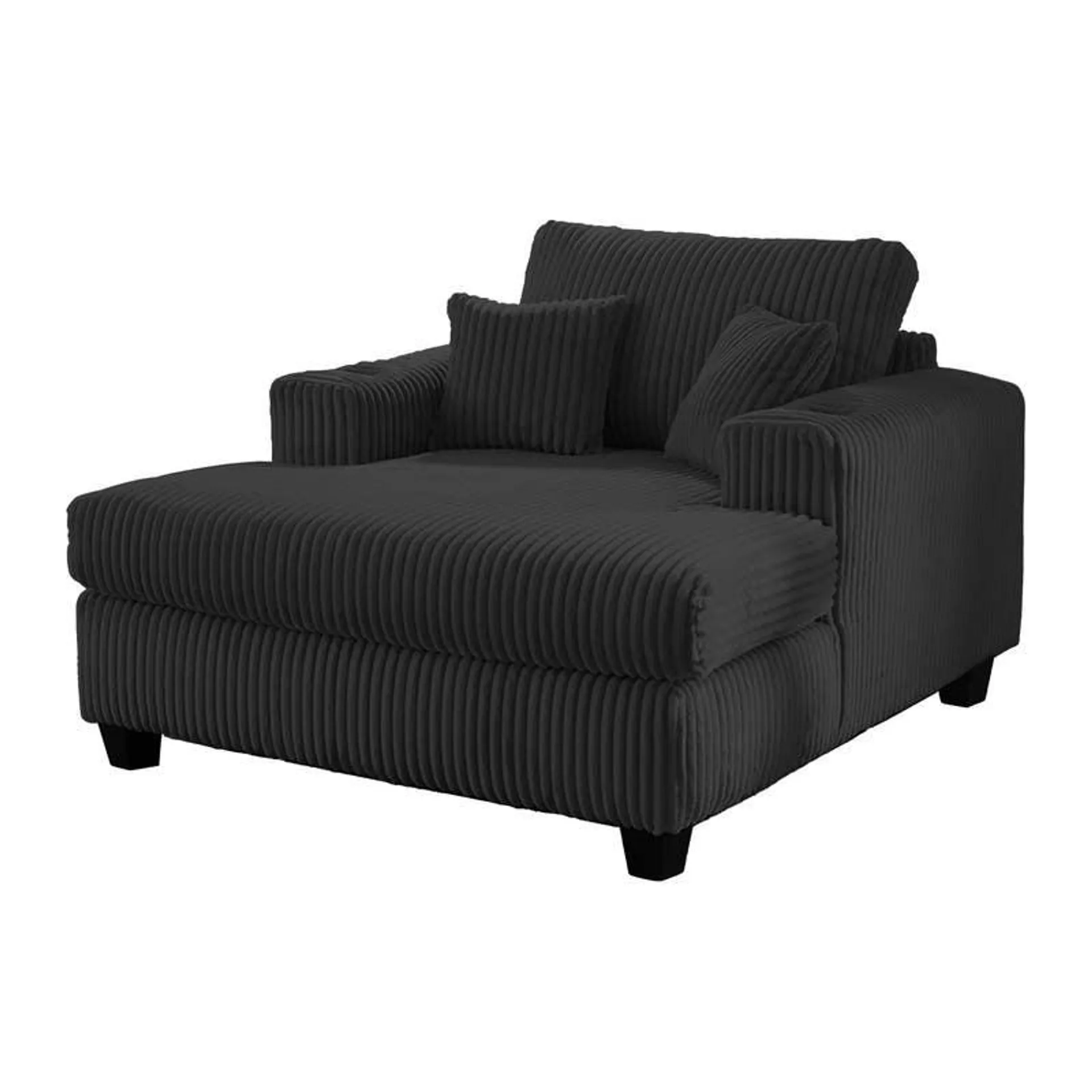 Fauteuil lounge en velours côtelé - noir